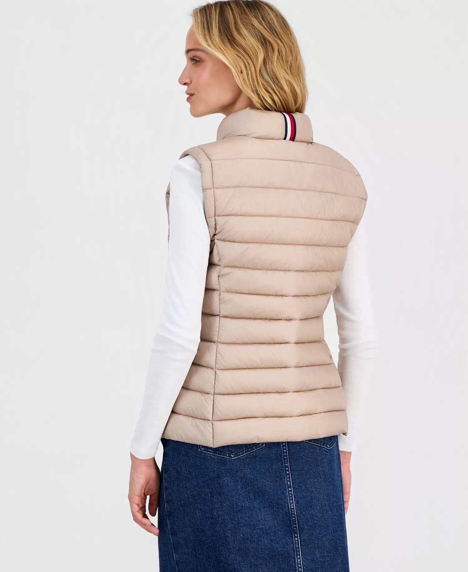 Women's Zip-Front Puffer Vest - Champagne - L