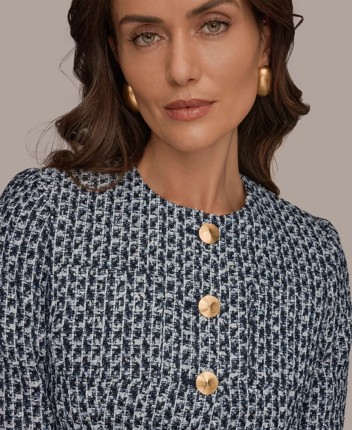 Petite Crewneck 5-Button Cropped Jacket - Nightfall Multi - 0P