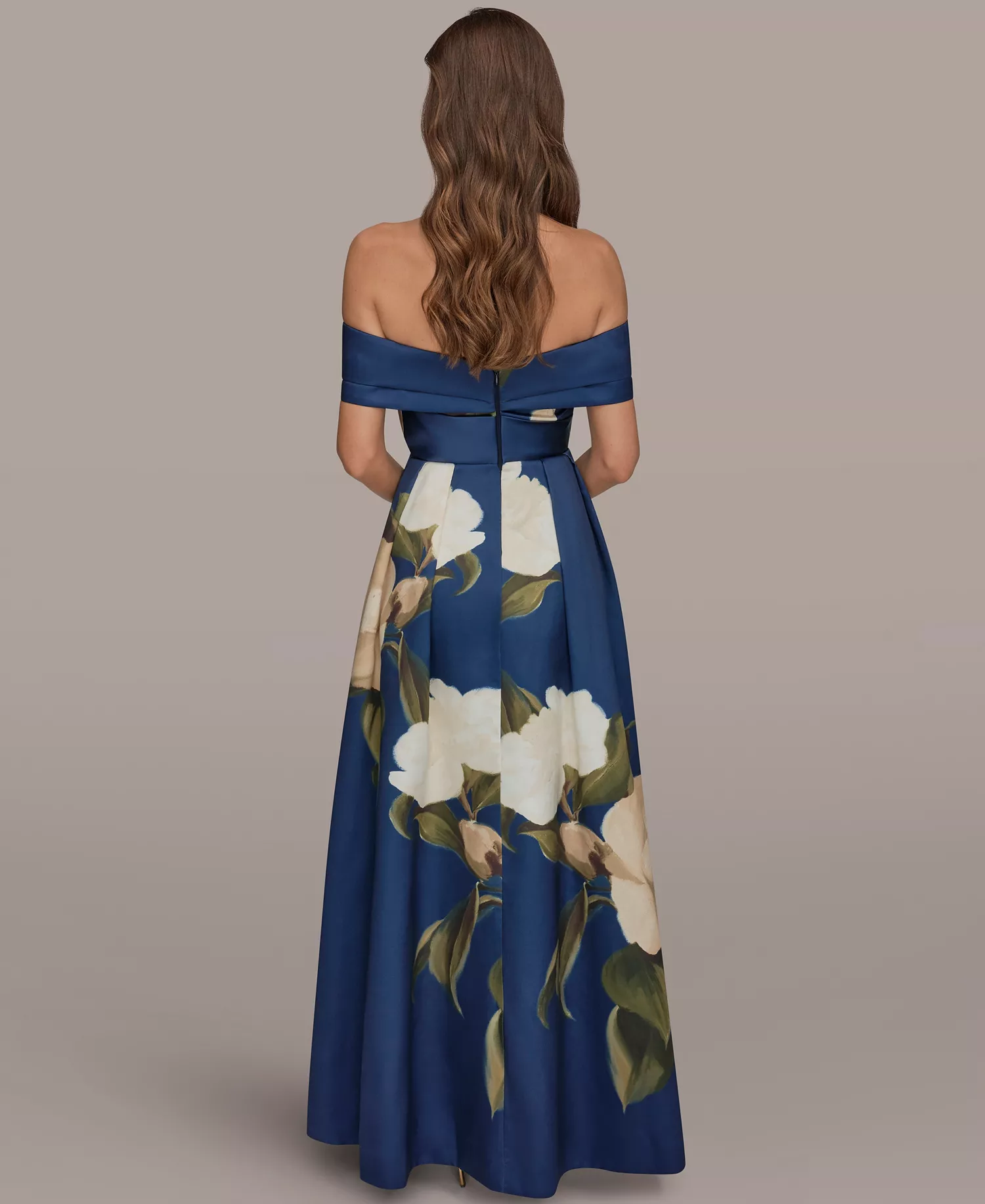 Women's Off-The-Shoulder Ball Gown Dress - Ink Multi - 10