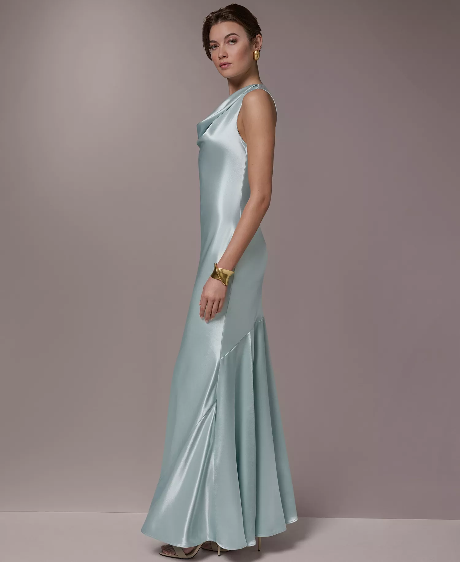 Women's Cowl Neck Ball Gown - Dark mist - 10