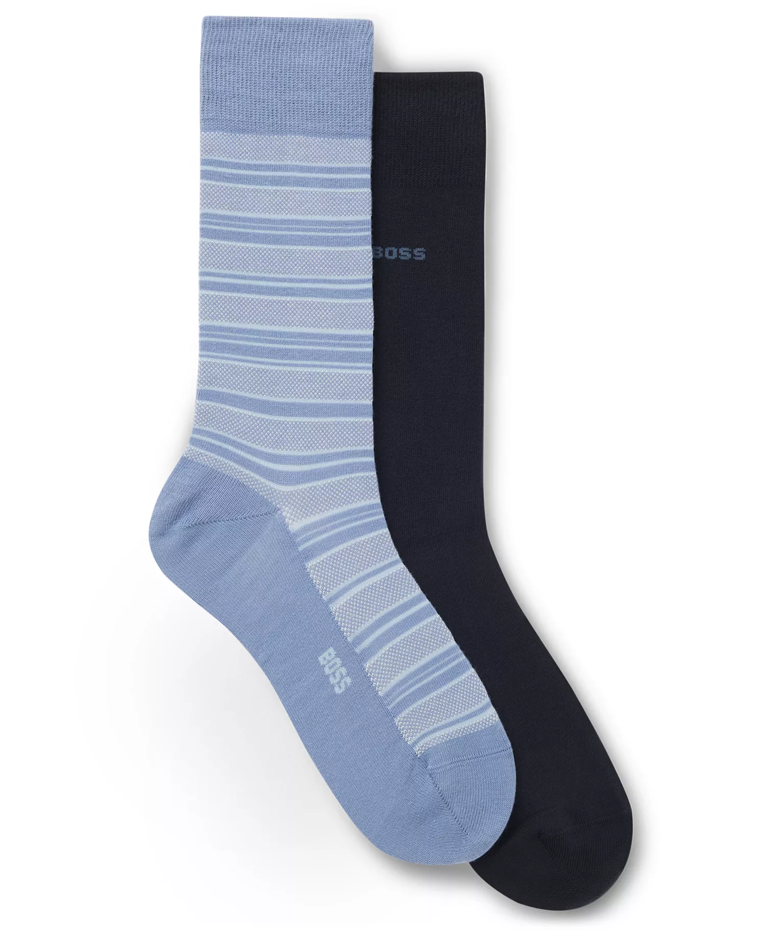 Men's Stripe Pattern Socks, 2-Pack - Blue/Navy - 7-13