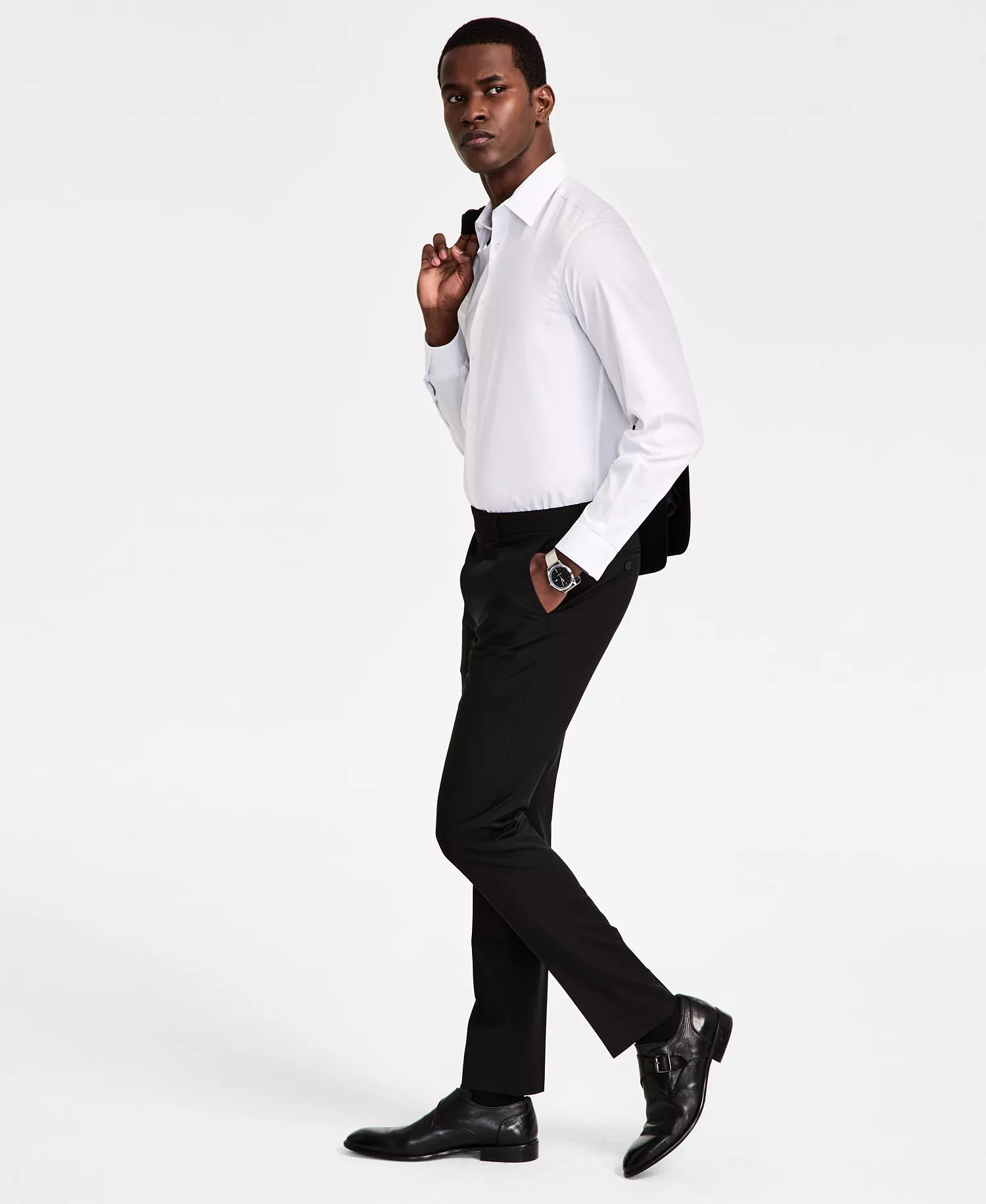 Men's Extra Slim Wool Blend Suit Separates - Black - 28 - 29