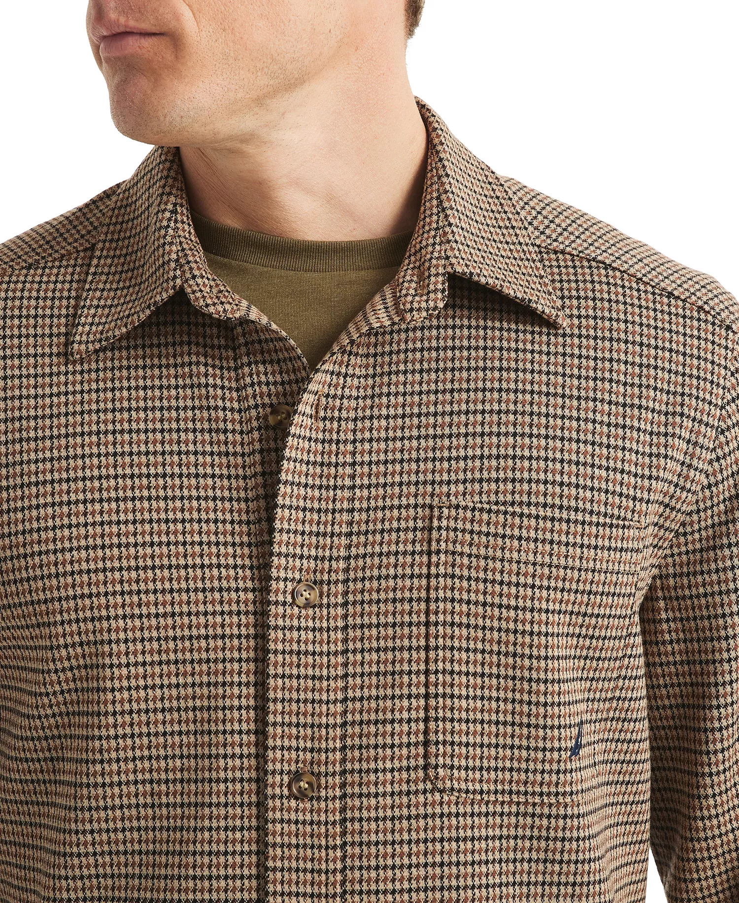 Men's Houndstooth Long Sleeve Shirt - Coastal Brown - L