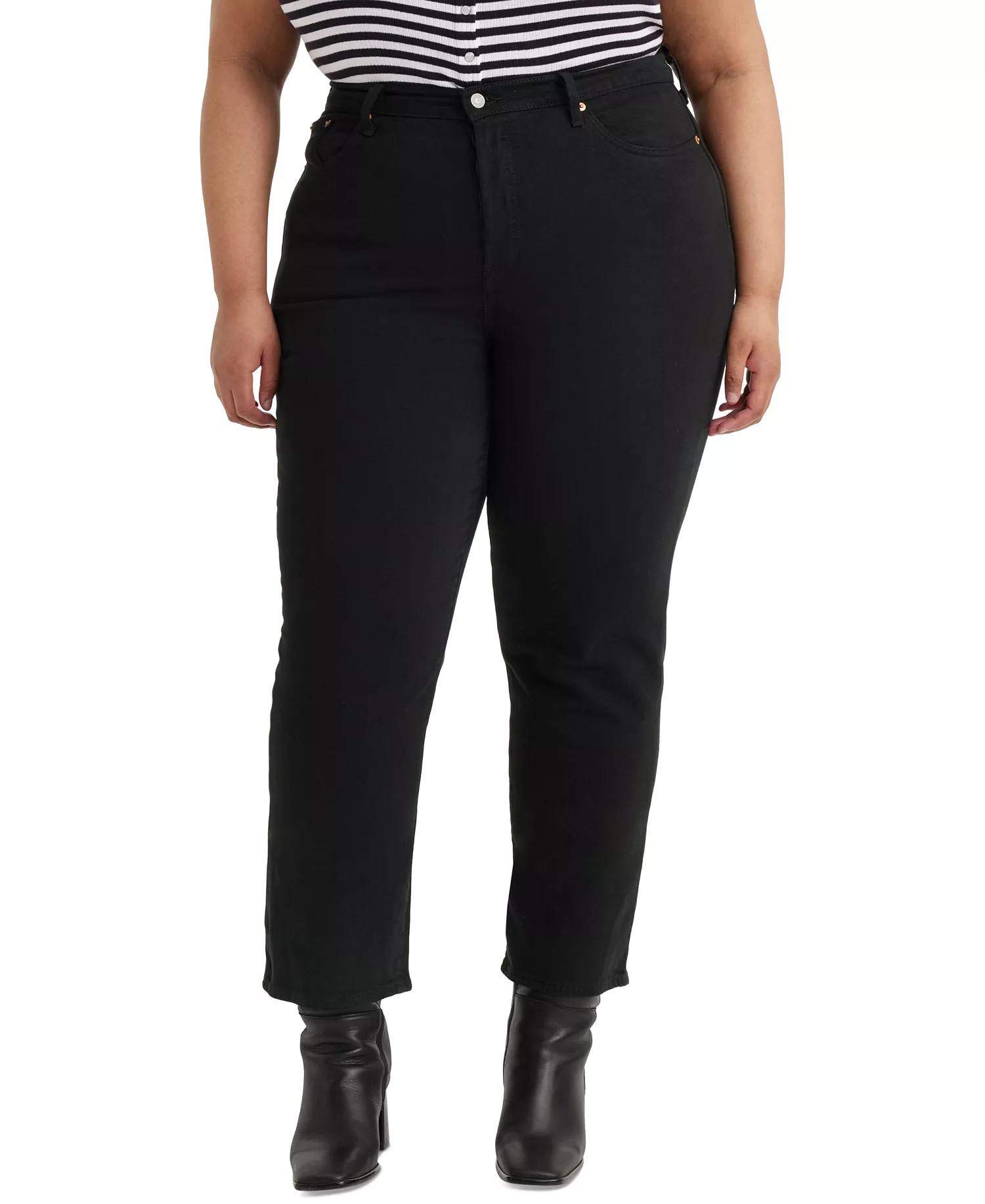 Plus Size Wedgie High-Rise Straight-Leg Jeans  - Black Sprout - 14W