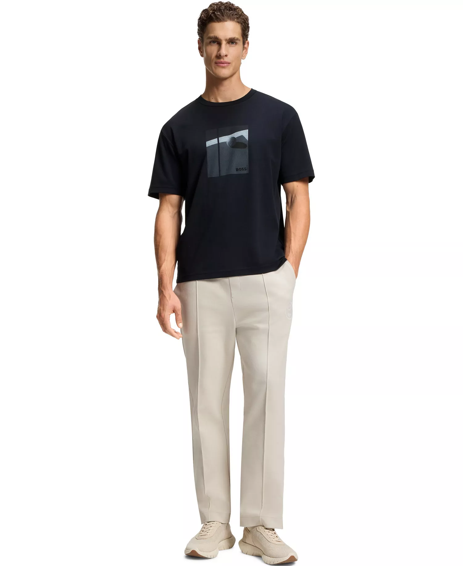 Men's Tennis Artwork Pima-Cotton T-Shirt - Dark Blue - L