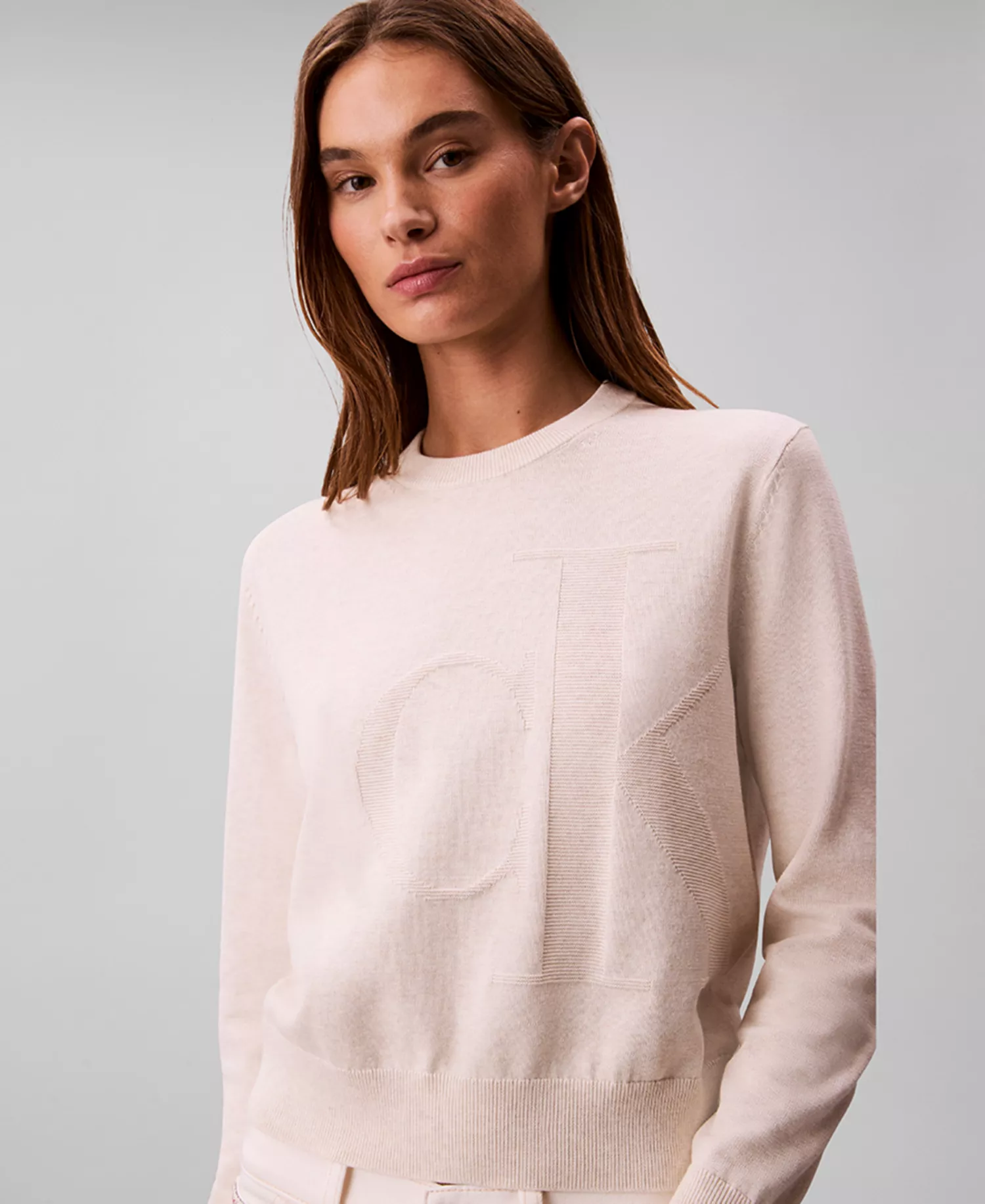 Women's Monogram Logo Sweater - Chalk Heather - L