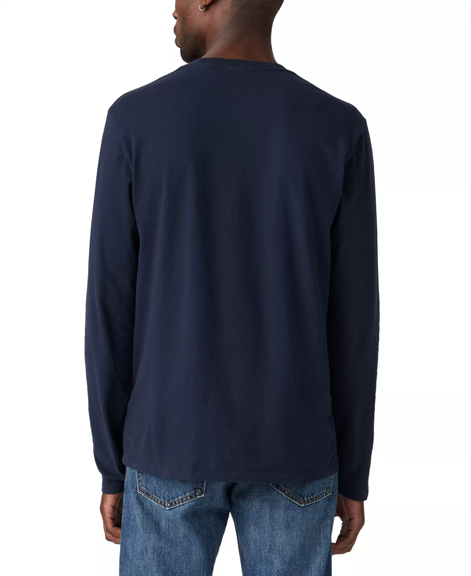 Men's Long-Sleeve Crewneck Pocket T-Shirt - Navy Blaze - 2XL