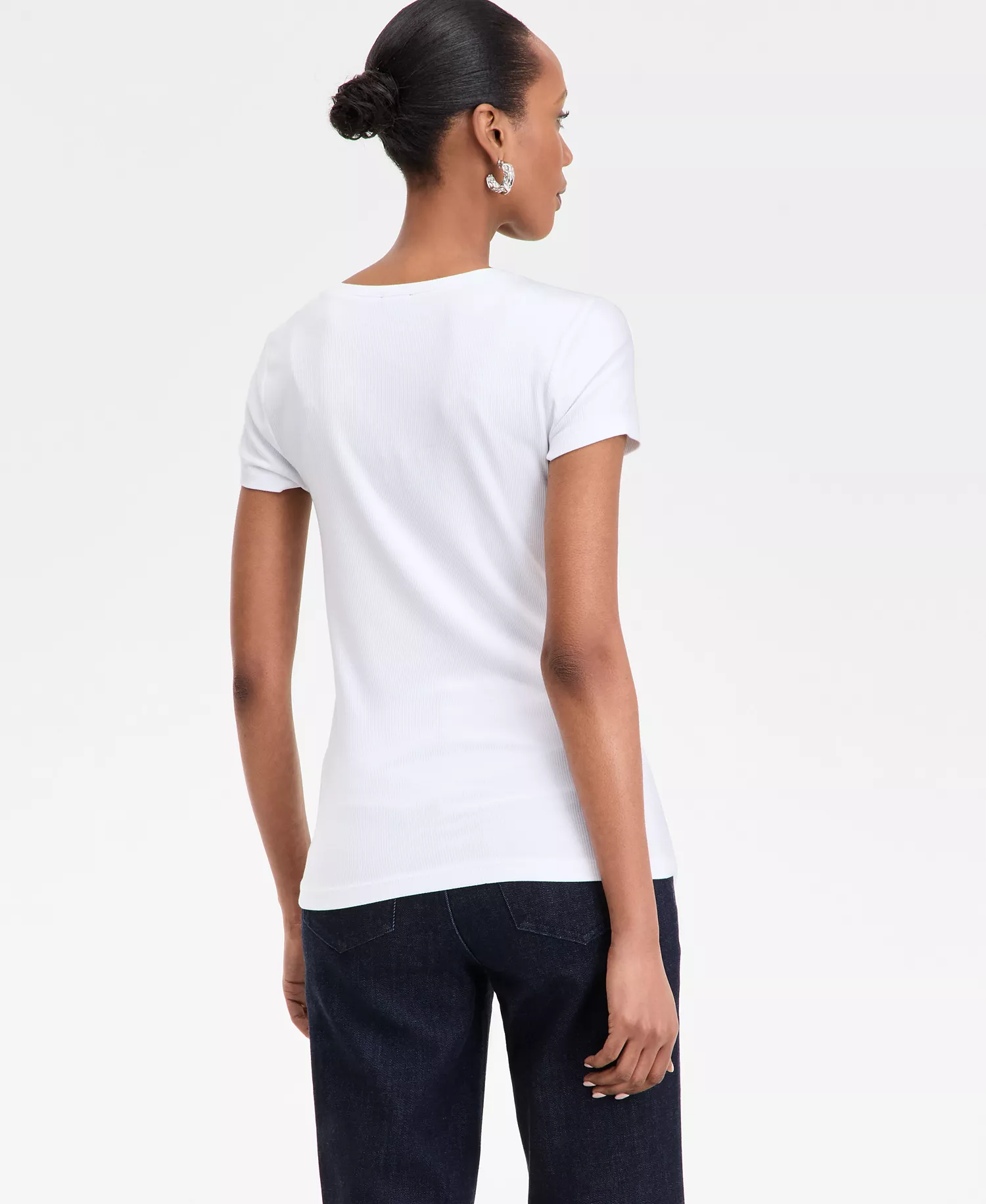 Women's Drapy Ribbed V-Neck Top,  Exclusively at Macy's - Bright White - L