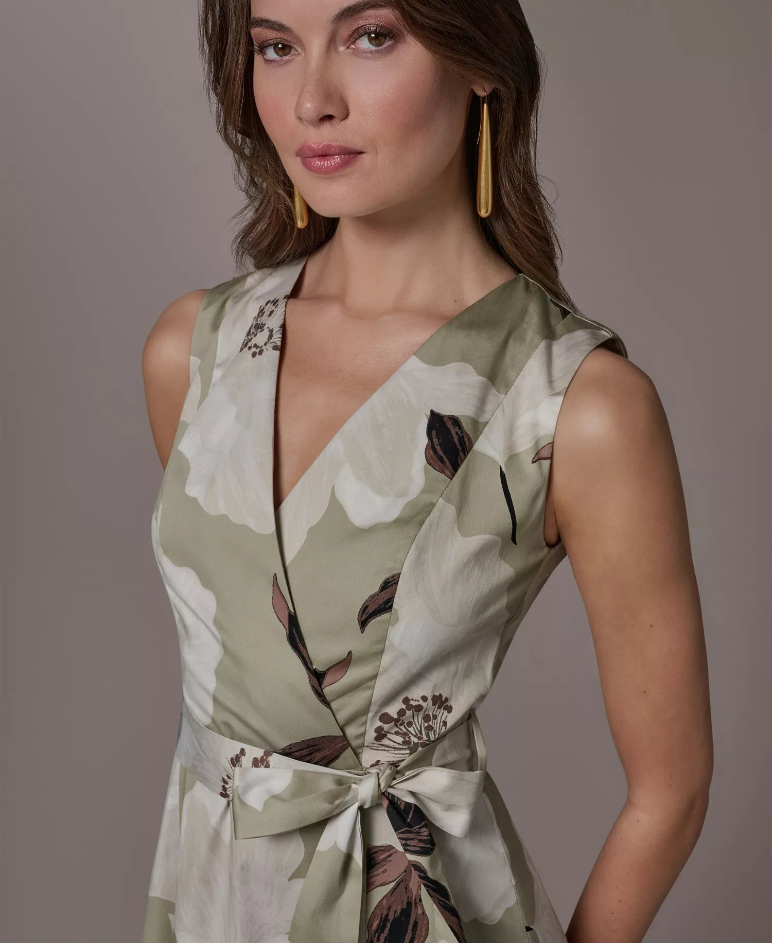 Women's Floral A-Line Midi Dress - Agave Multi - 10