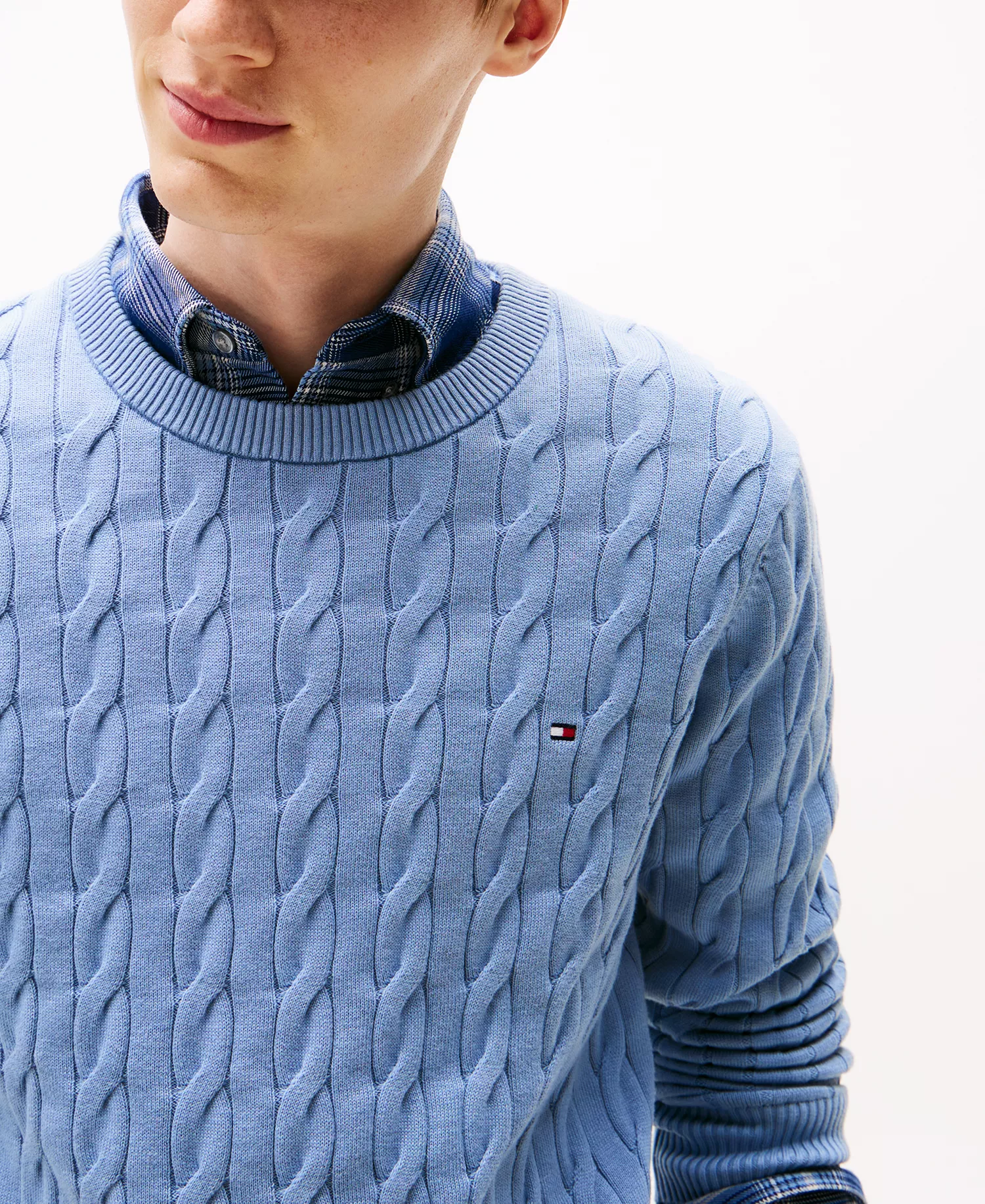 Men's Classic Cable Crewneck Sweater - Brisk Blue - L