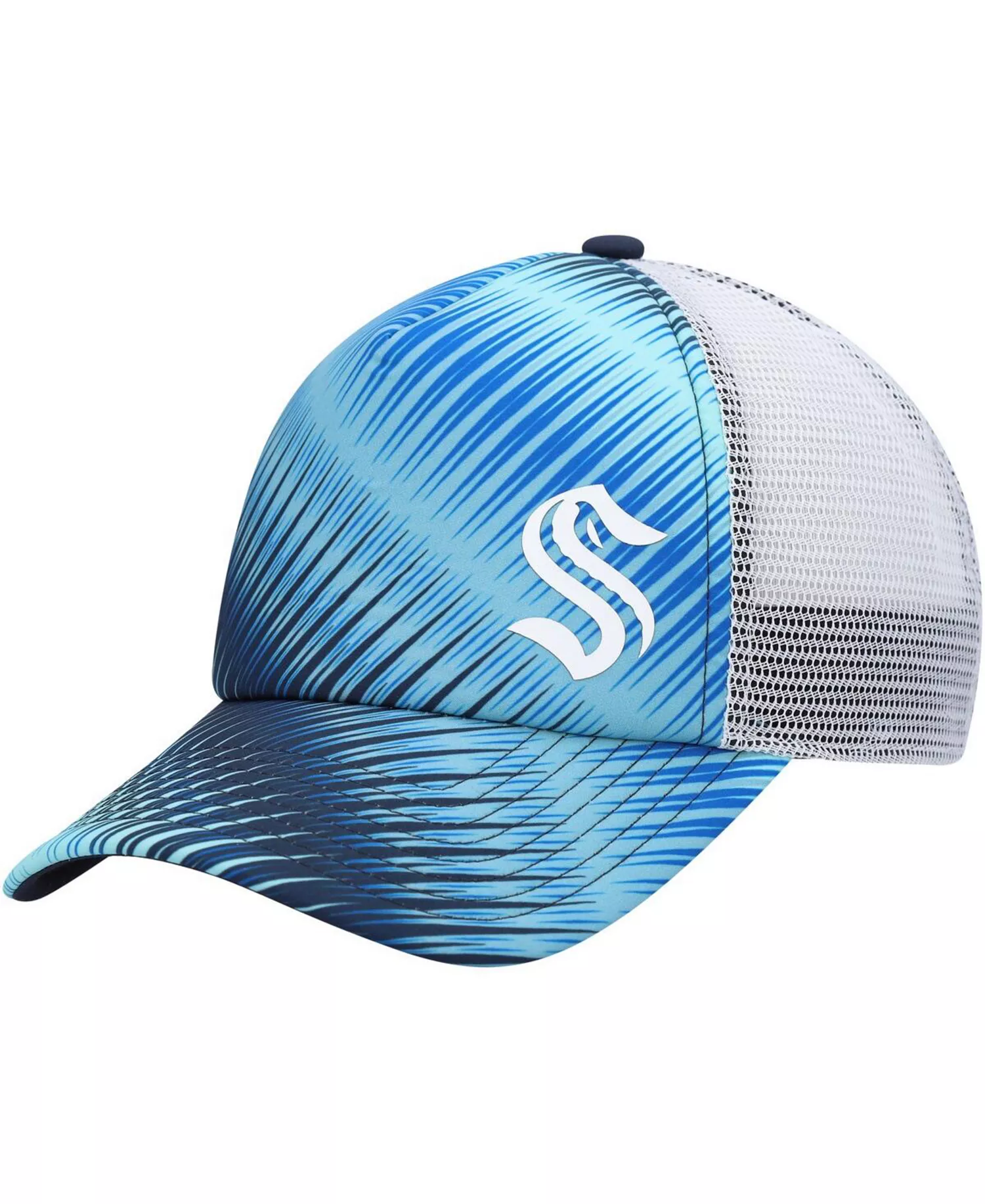 Women's Light Blue, White Seattle Kraken Graphic Foam Trucker Snapback Hat - Light Blue, White - OSFM