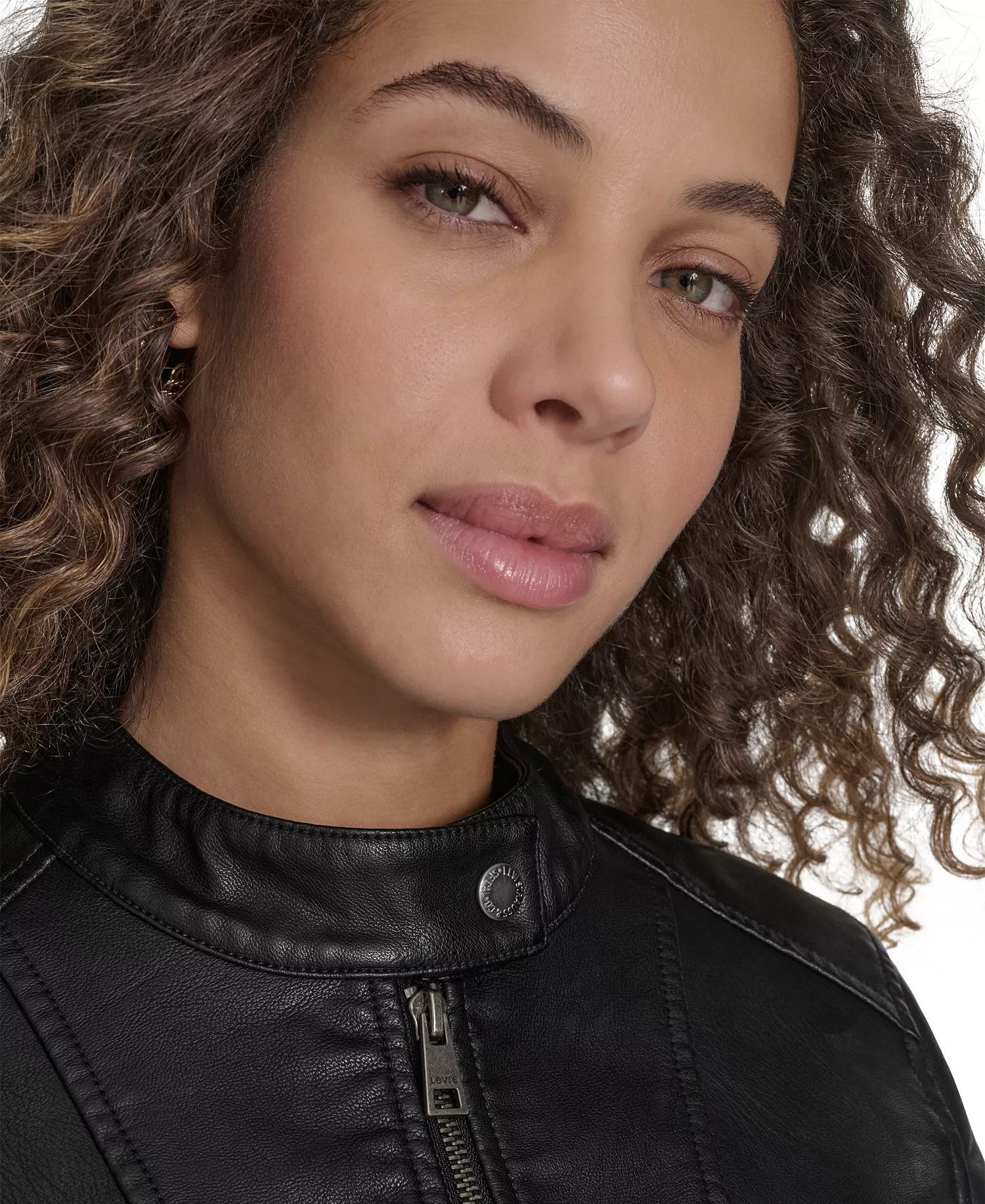 Women's Faux Leather Racer Jacket - Black - L