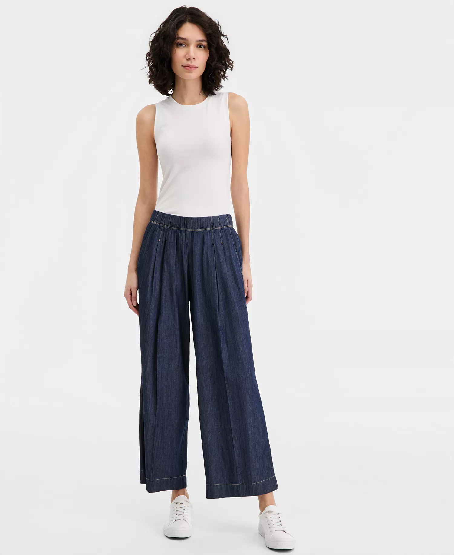 Jeans Women's Pleated-Waist Pants - Dark Azure - L