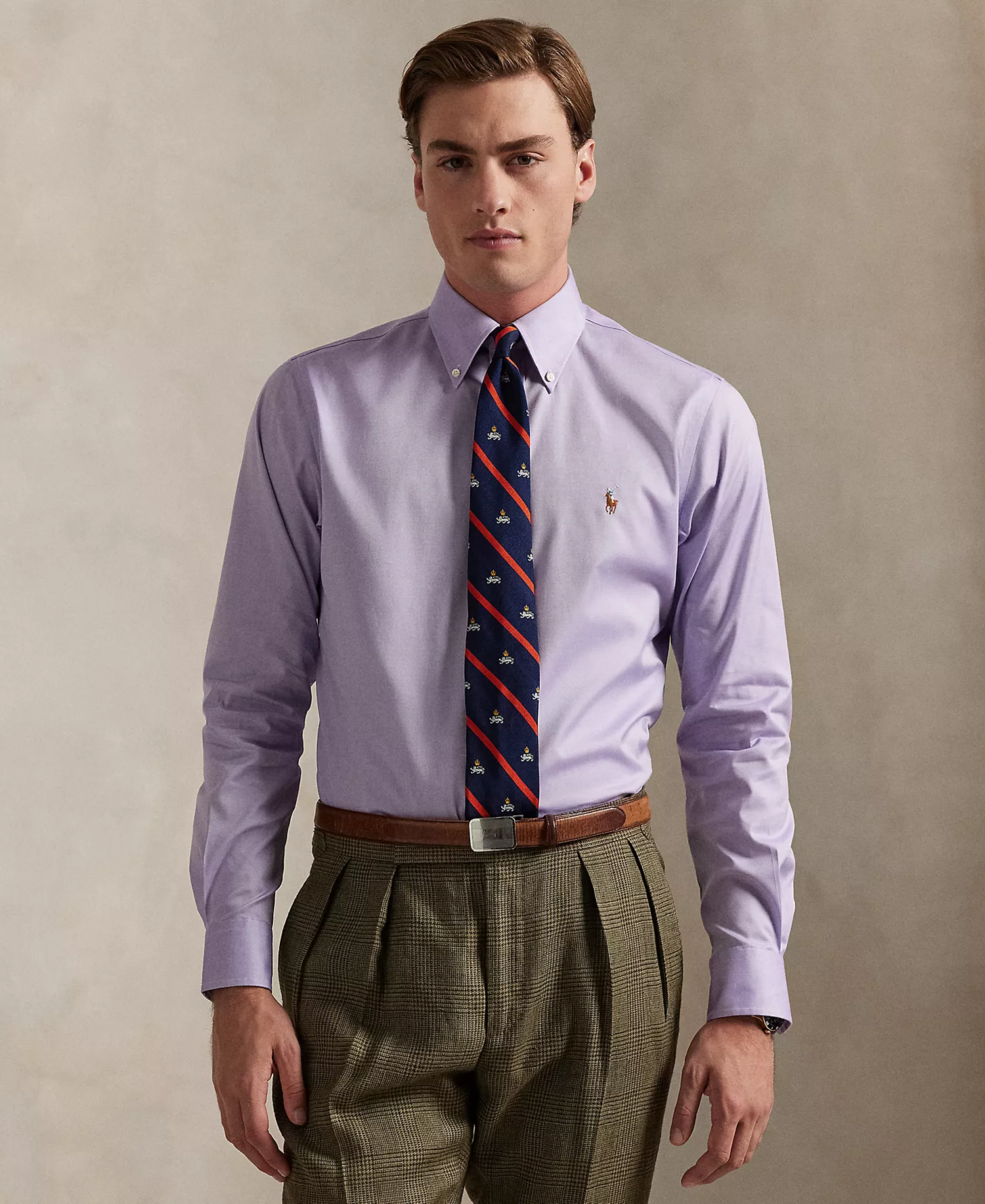 Men's Classic-Fit Pinpoint Oxford Shirt - Light Purple/White - 15 34/35