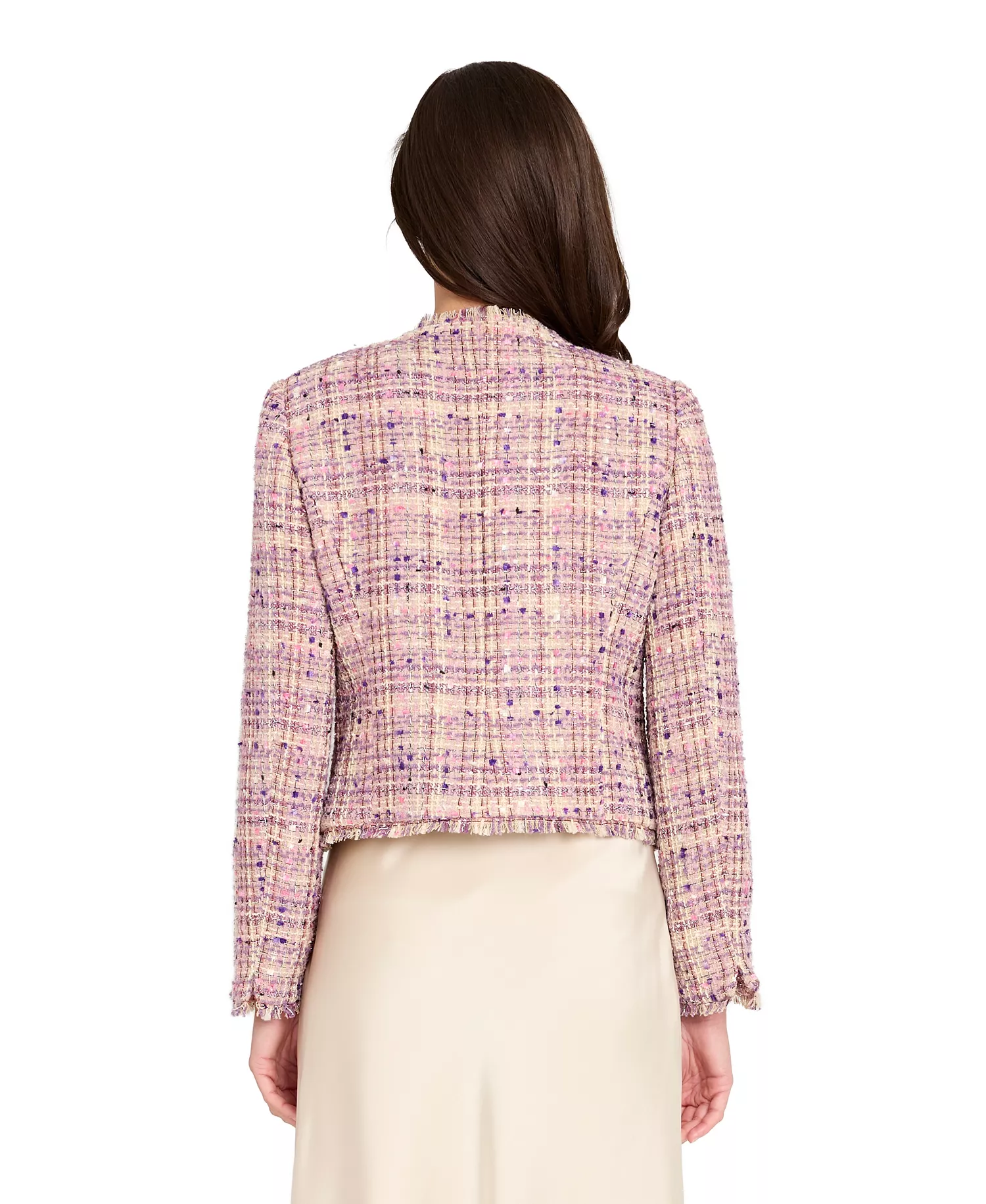 Petite Bouclé Collarless Jacket - Vanilla Pink - 10P
