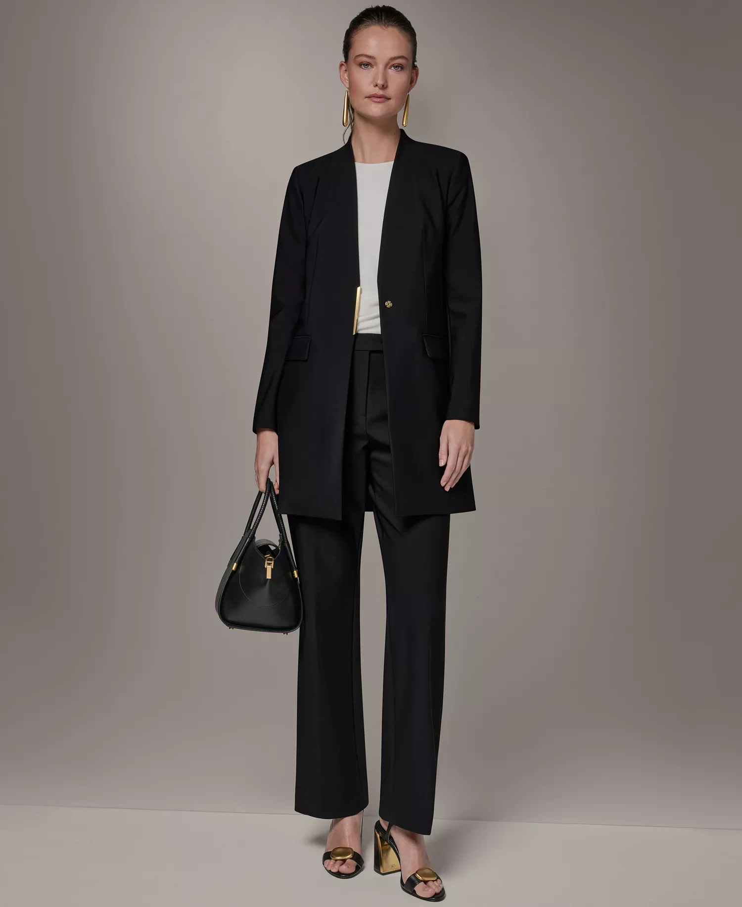 Petite Collarless Blazer - Black - 0P