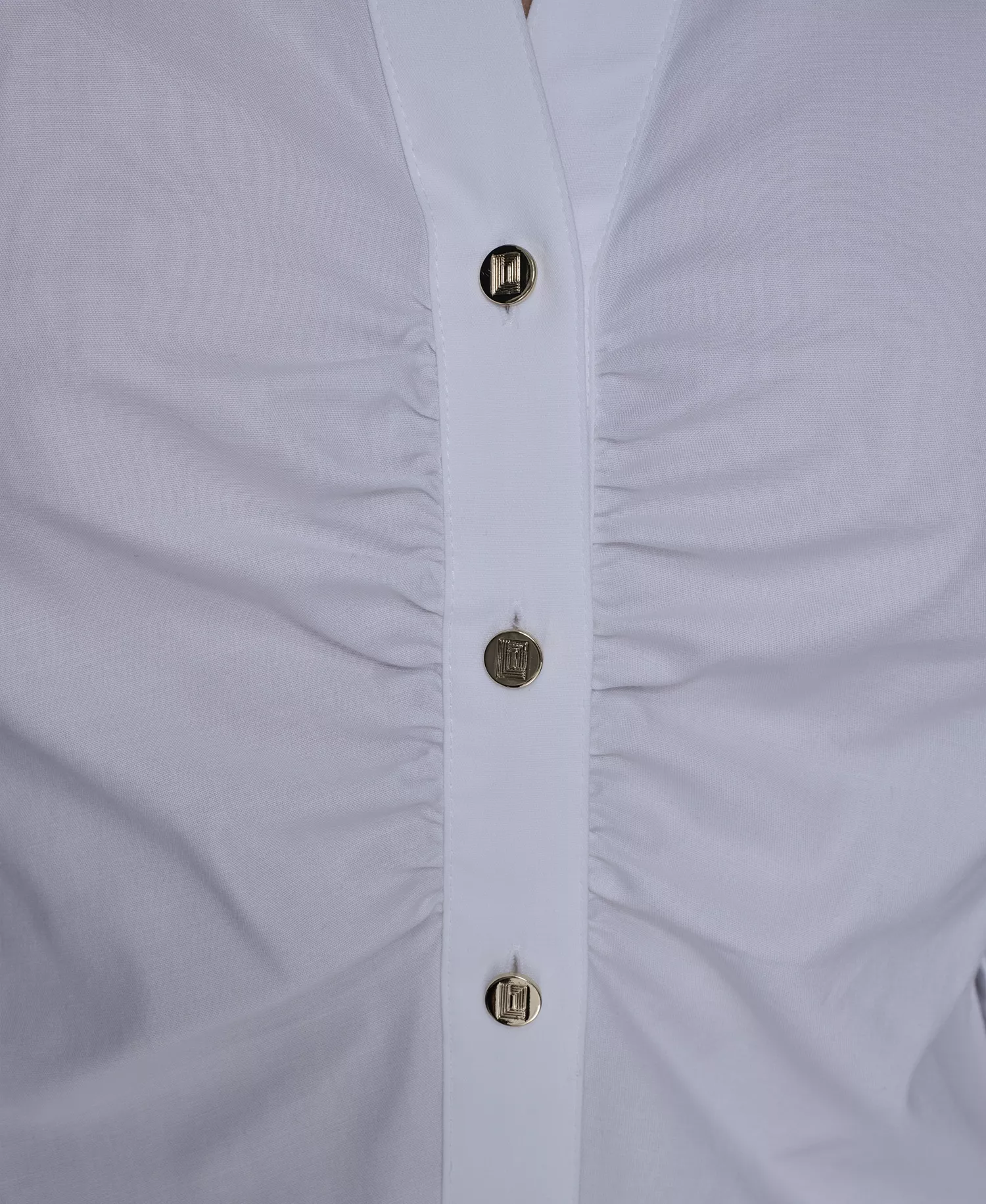 Women's Cinched Waist Collared Top - Soft White - L