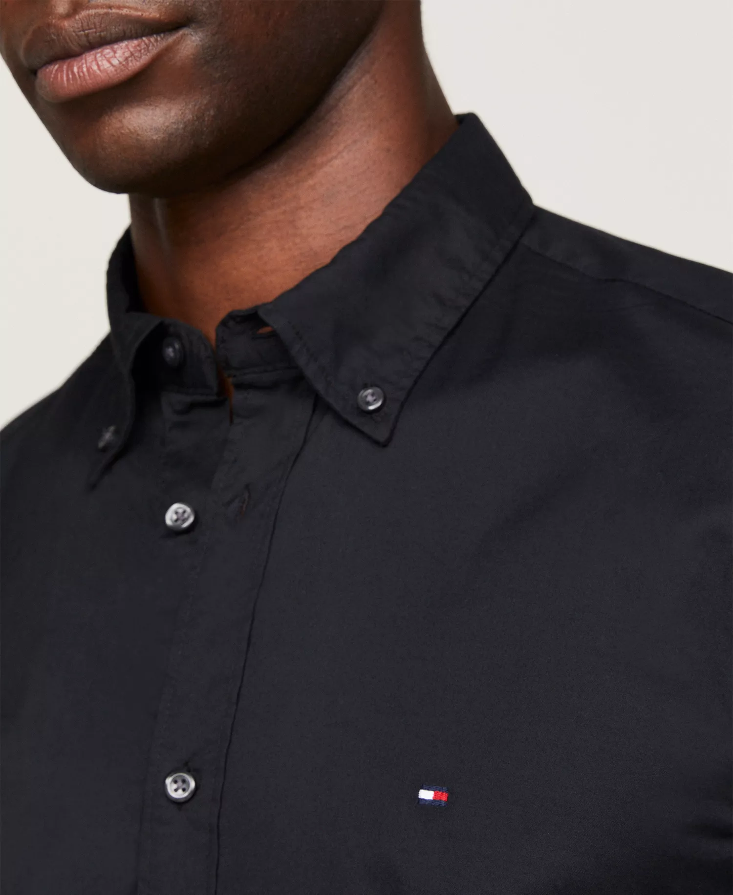 Men's Regular-Fit Stretch Poplin Button-Down Shirt - Black - L