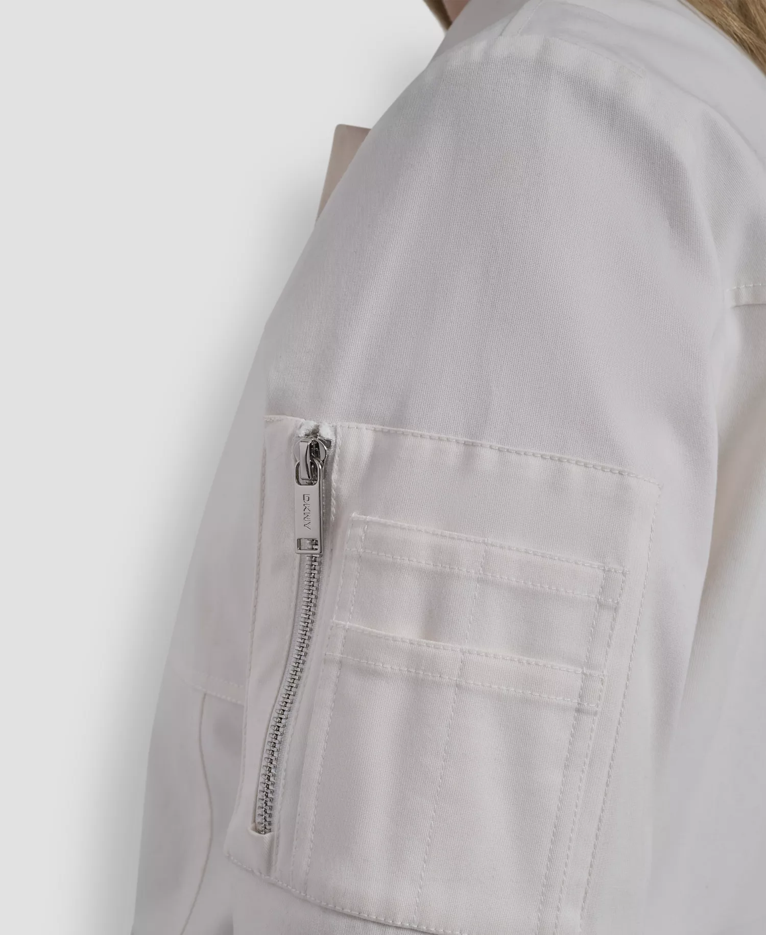 Women's Collared Twill Trucker Jacket - Ivory - L