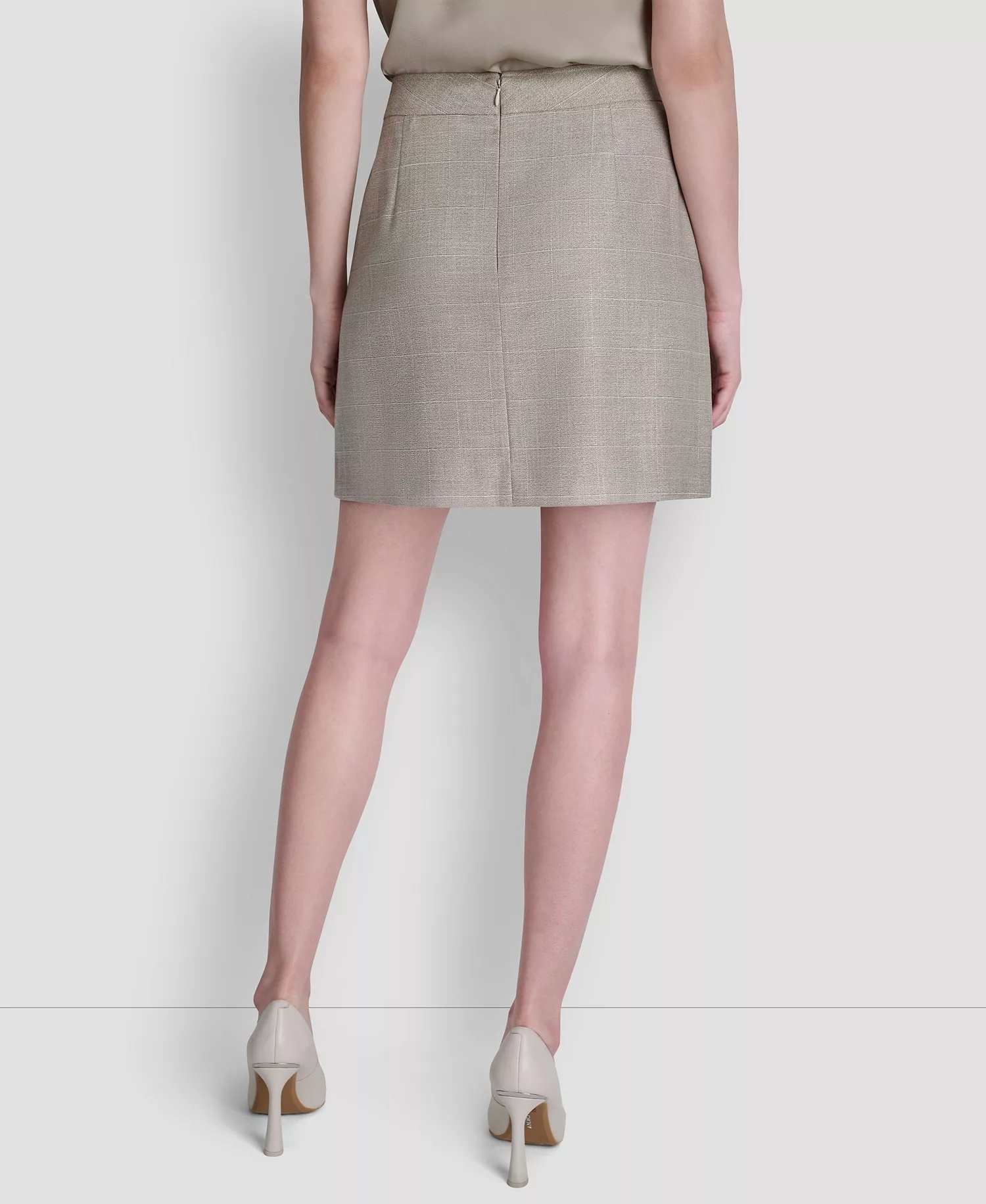 Women's Windowpane Melange Mini Skirt - Pebble / White Combo - 0