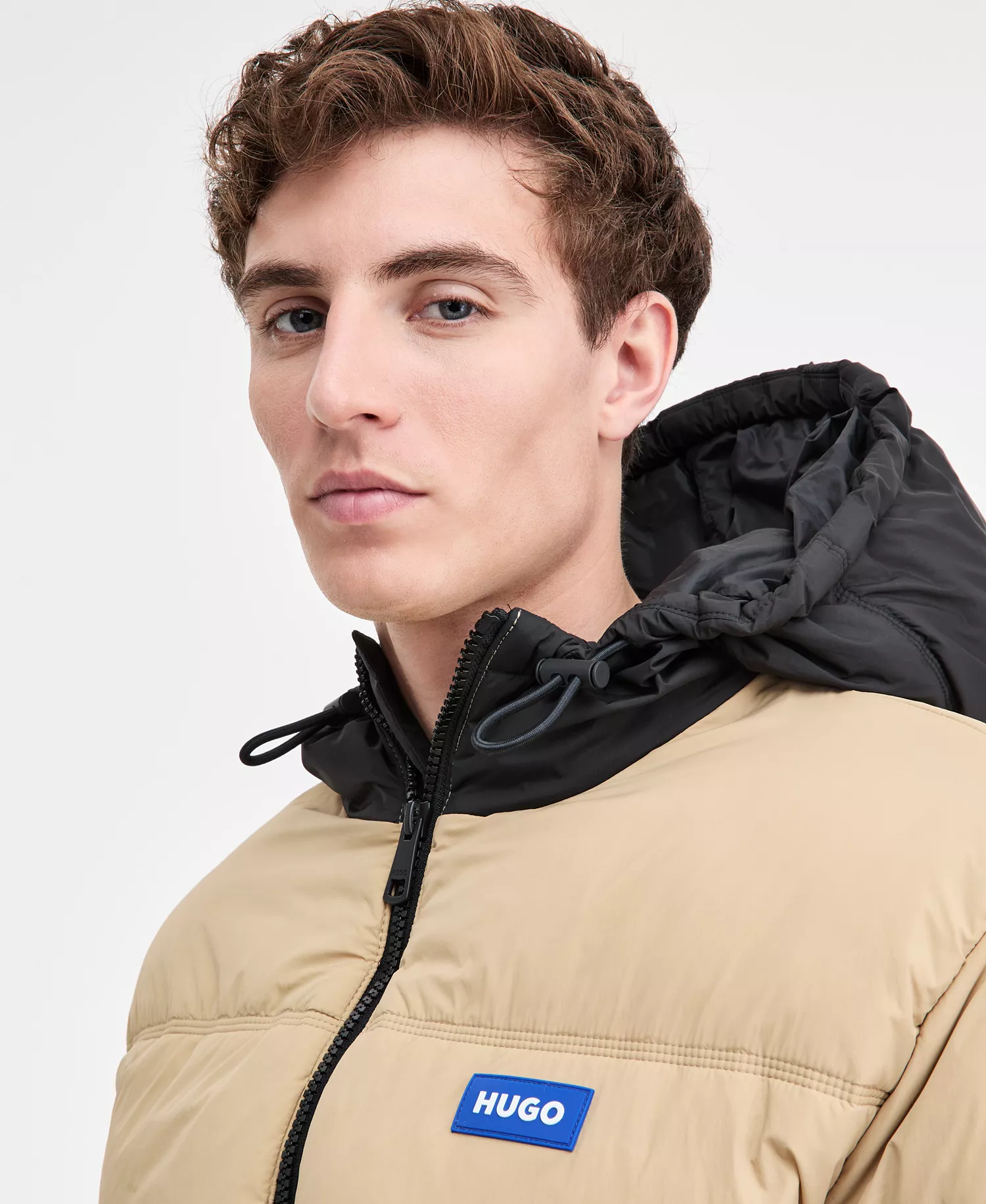 Men's Bodo Contrast-Hood Insulated Jacket - Beige - 2XL