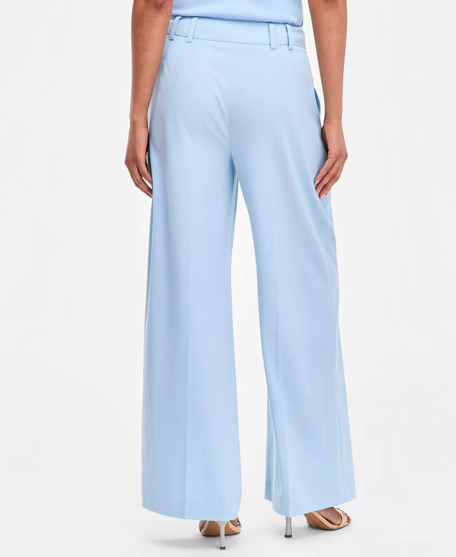 Petite Pleat Front Wide-Leg Pants - Ice Blue - 10P
