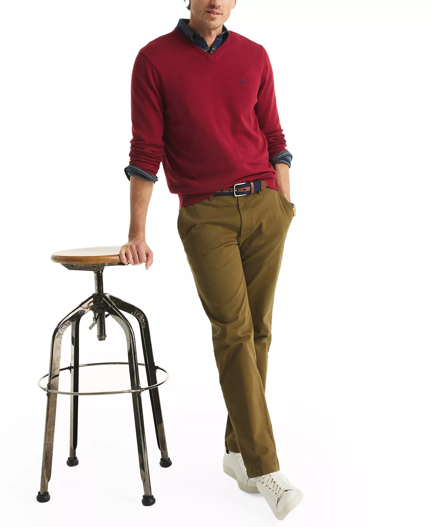 Men's Navtech Performance Classic-Fit Soft V-Neck Sweater - Biking Red - 2XL