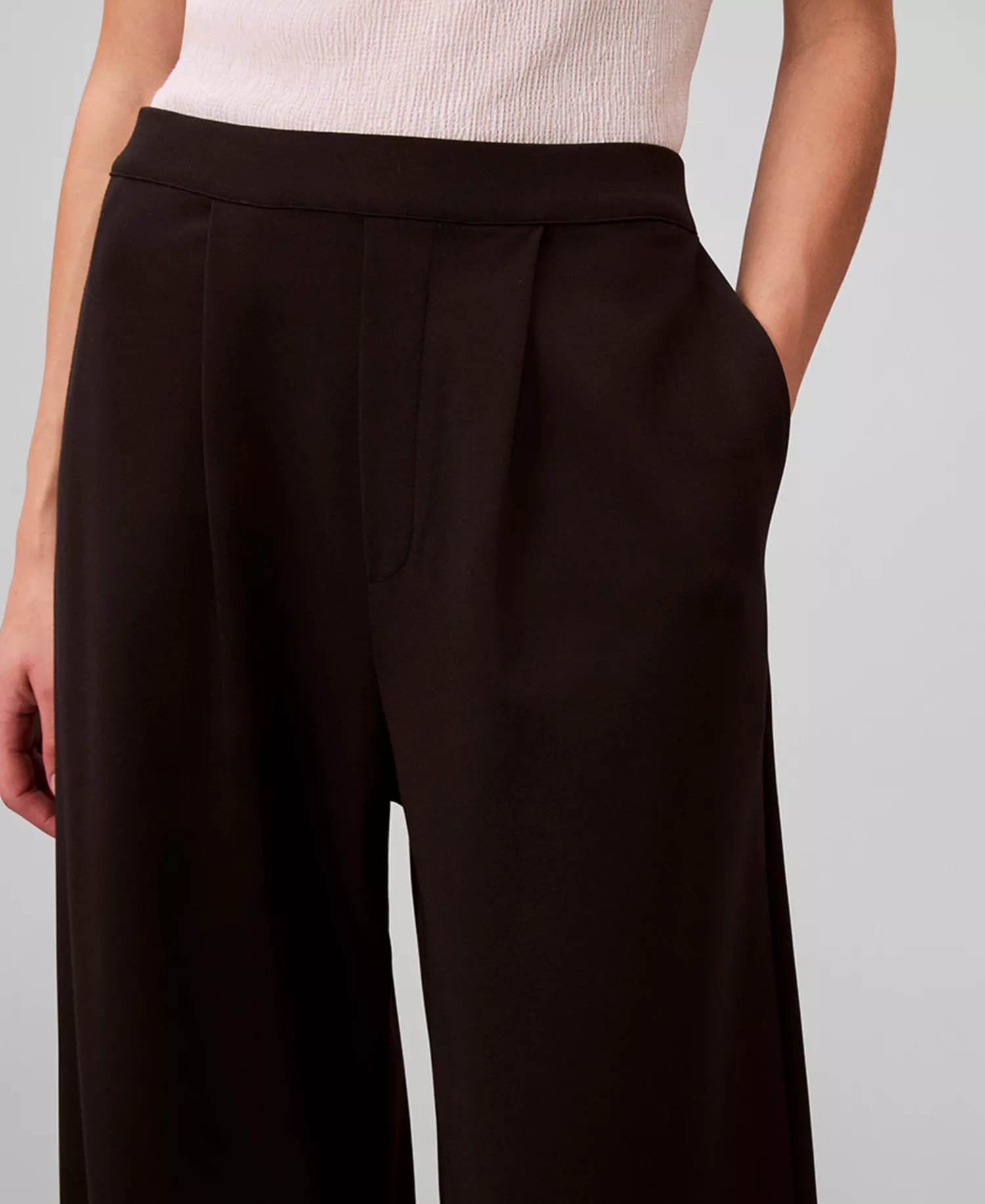 Women's Ponte High-Rise Wide-Leg Pants - Black - 10