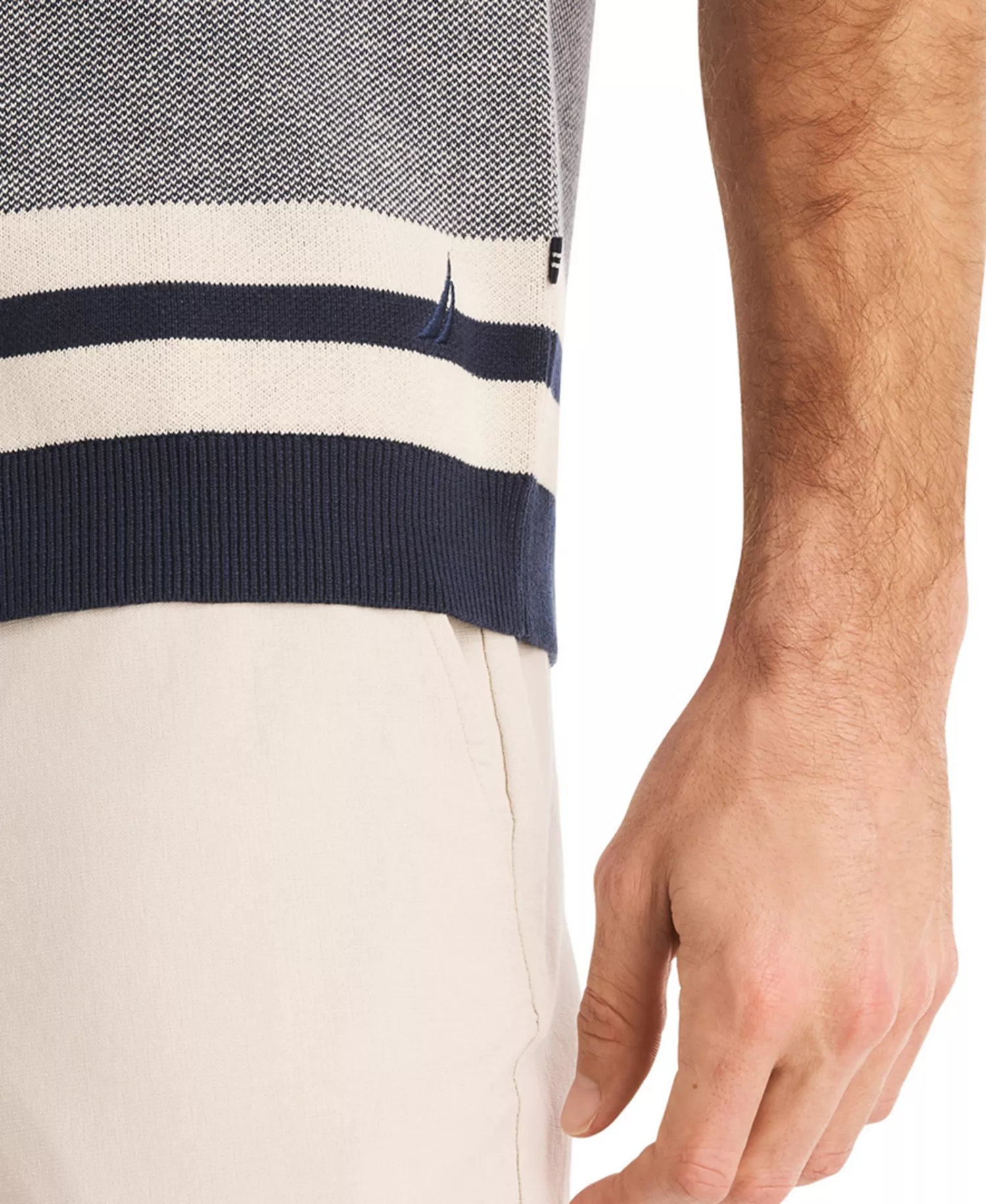 Men's Jacquard Short-Sleeve Sweater Shirt - Navy Seas - 2XL