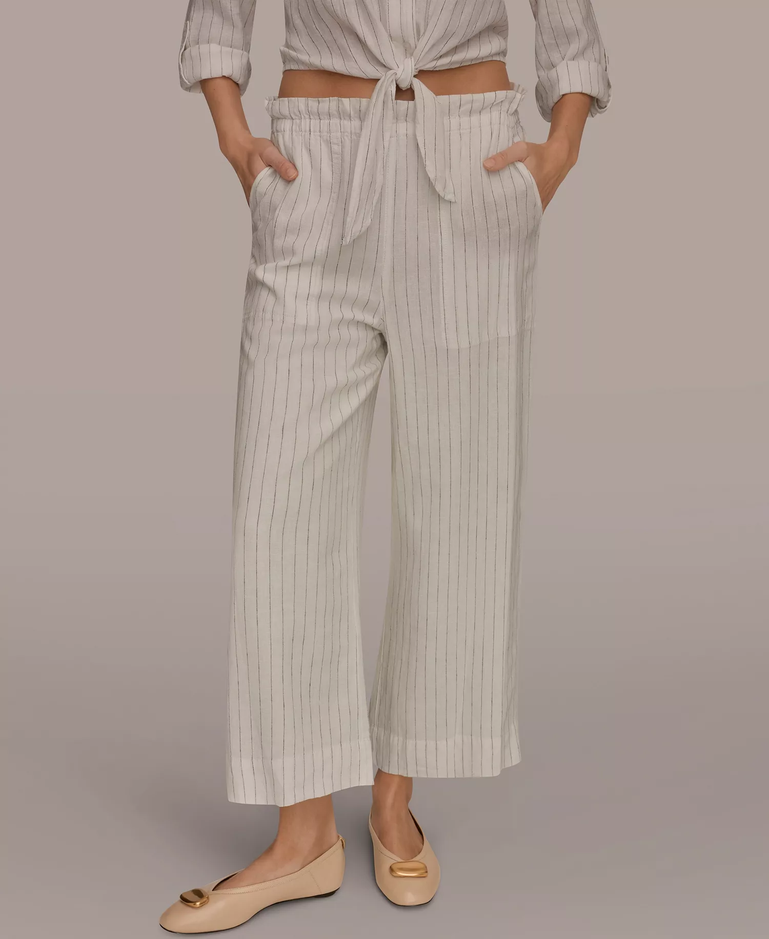 Women's High-Rise Pants - Cream/black - L