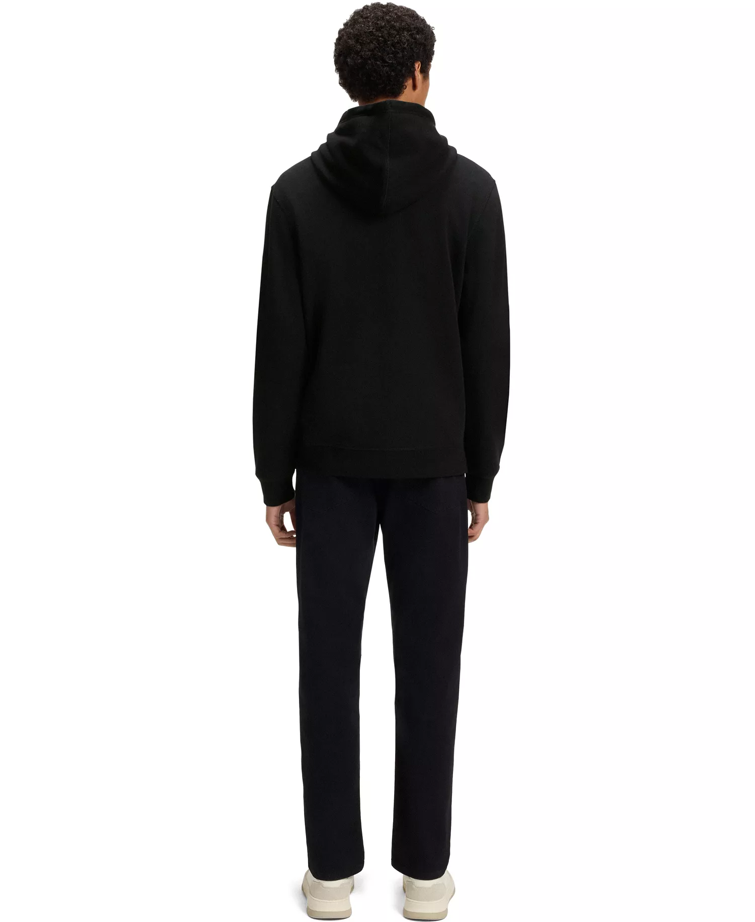 Men's Regular-Fit Cotton Terry Logo Patch Hoodie - Black - L