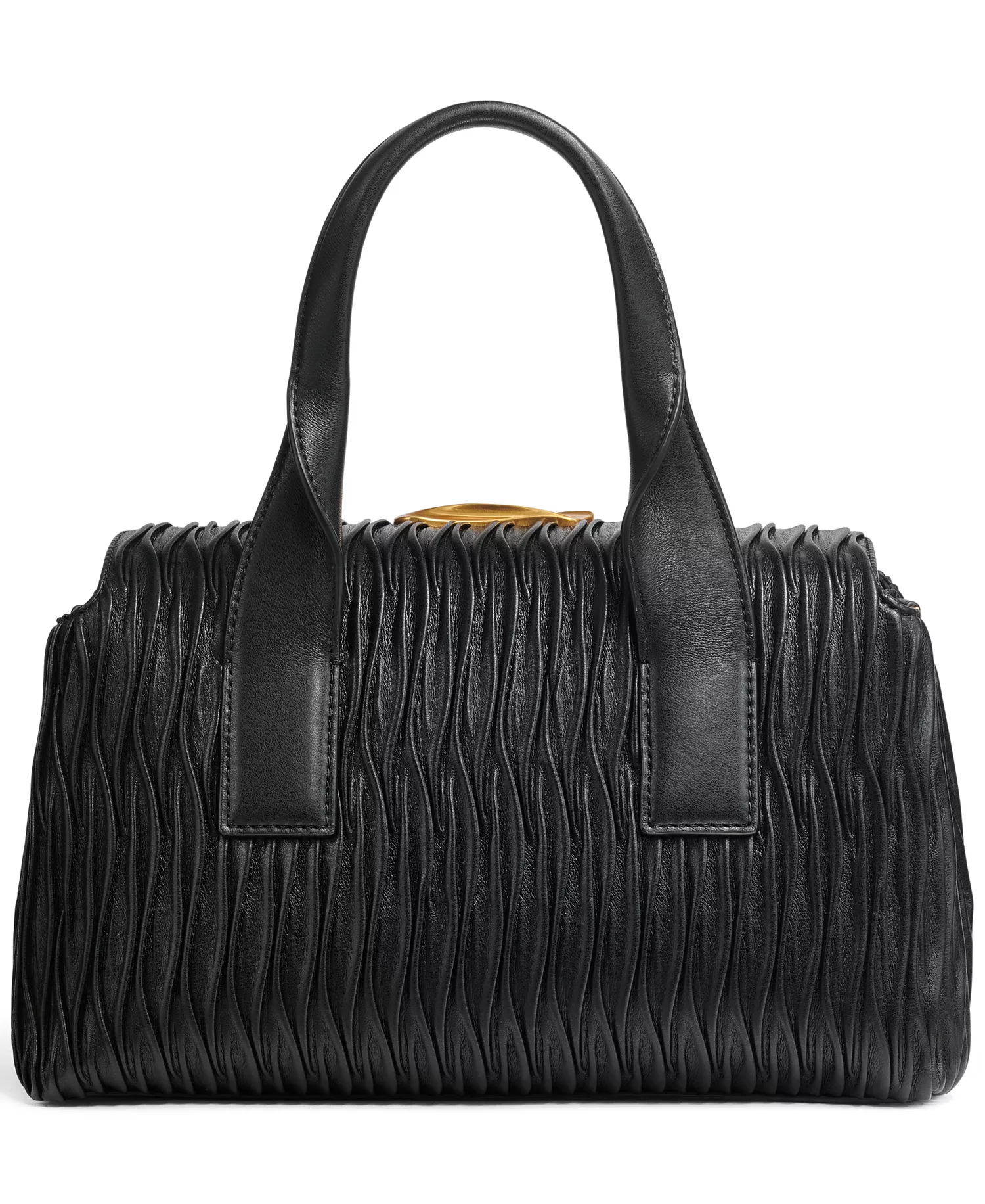 Amagansett Soft-Rolled Pleated Satchel with Sculpted Magnet Closure - Black/gold - NO SIZE