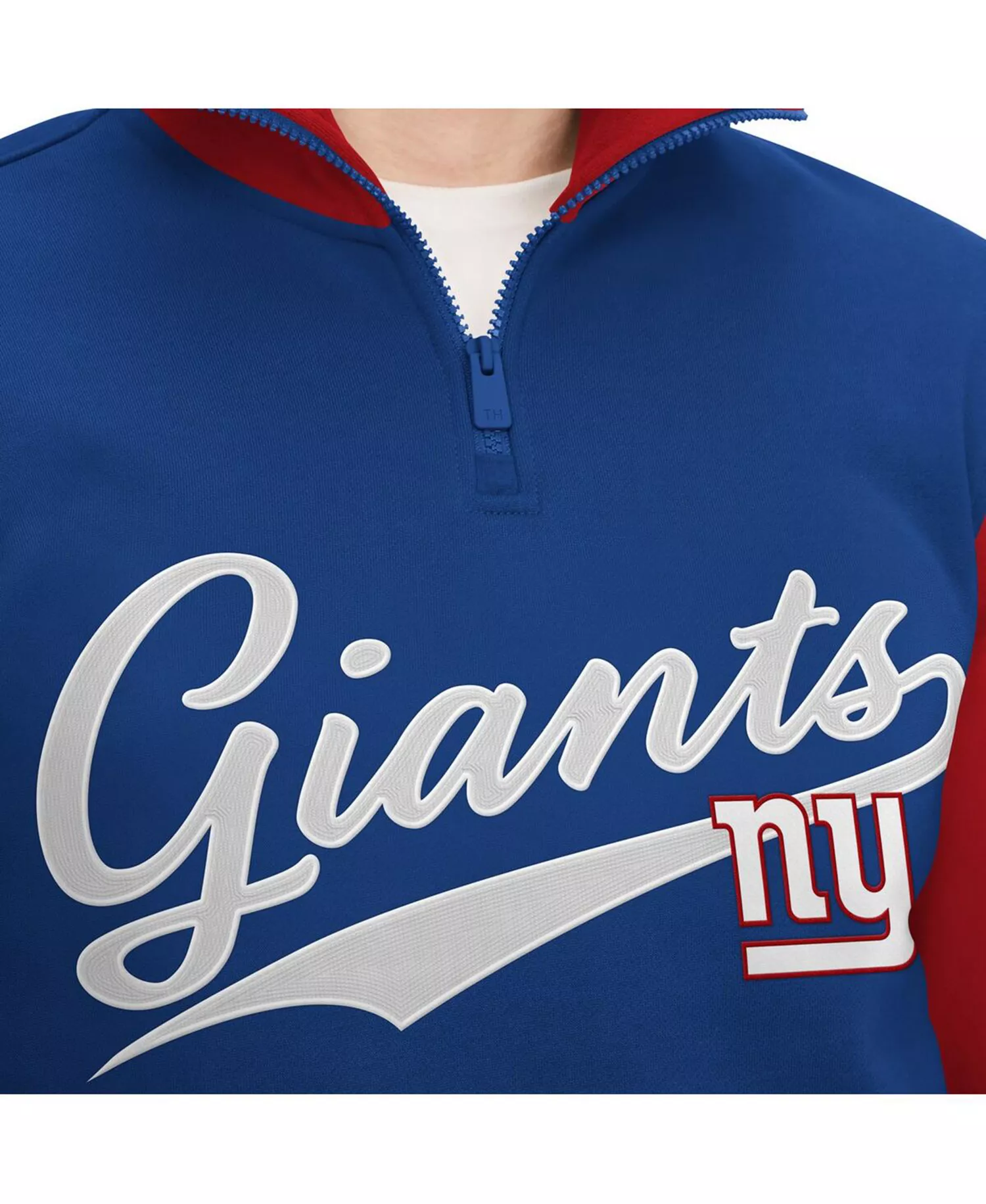 Men's Royal, Red New York Giants Aiden Quarter-Zip Top - Royal, Red - L