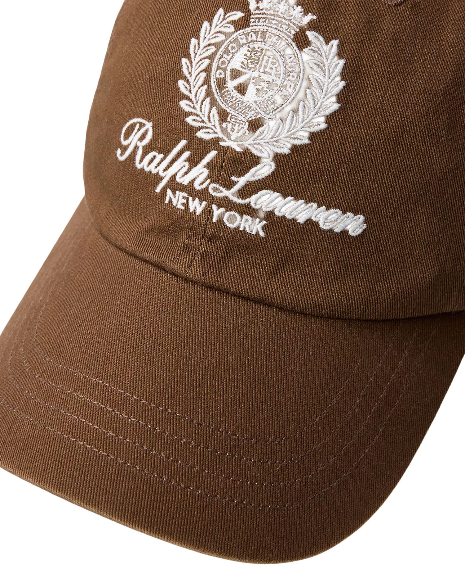 Crest-Embroidered Twill Ball Cap - Branch Brown - ONE SIZE