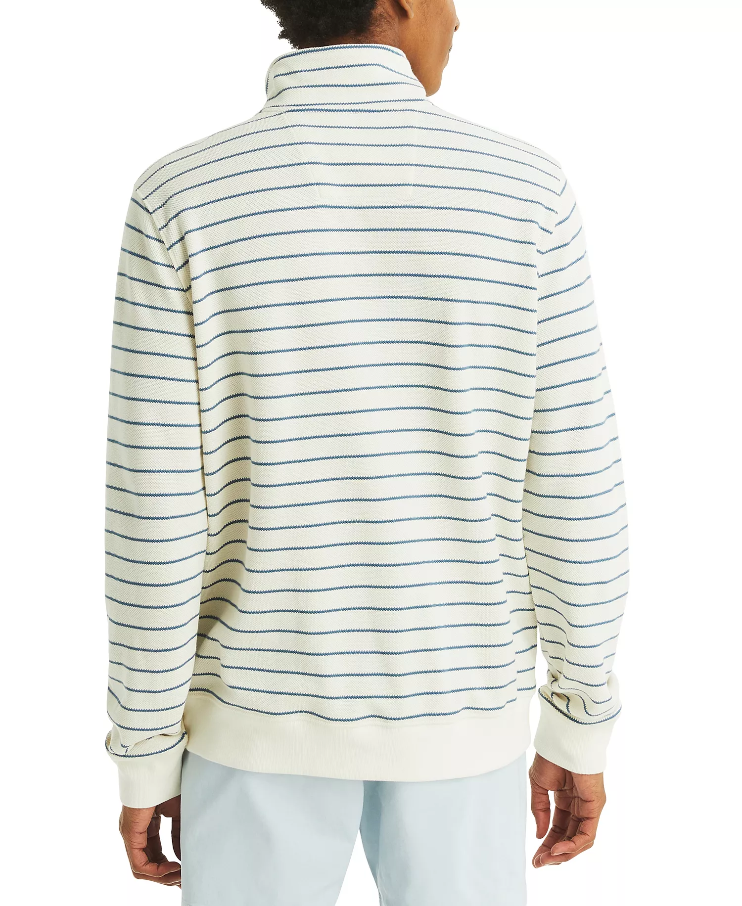Men's Long Sleeve Striped Pullover Sweatshirt - White Cap - 2XL