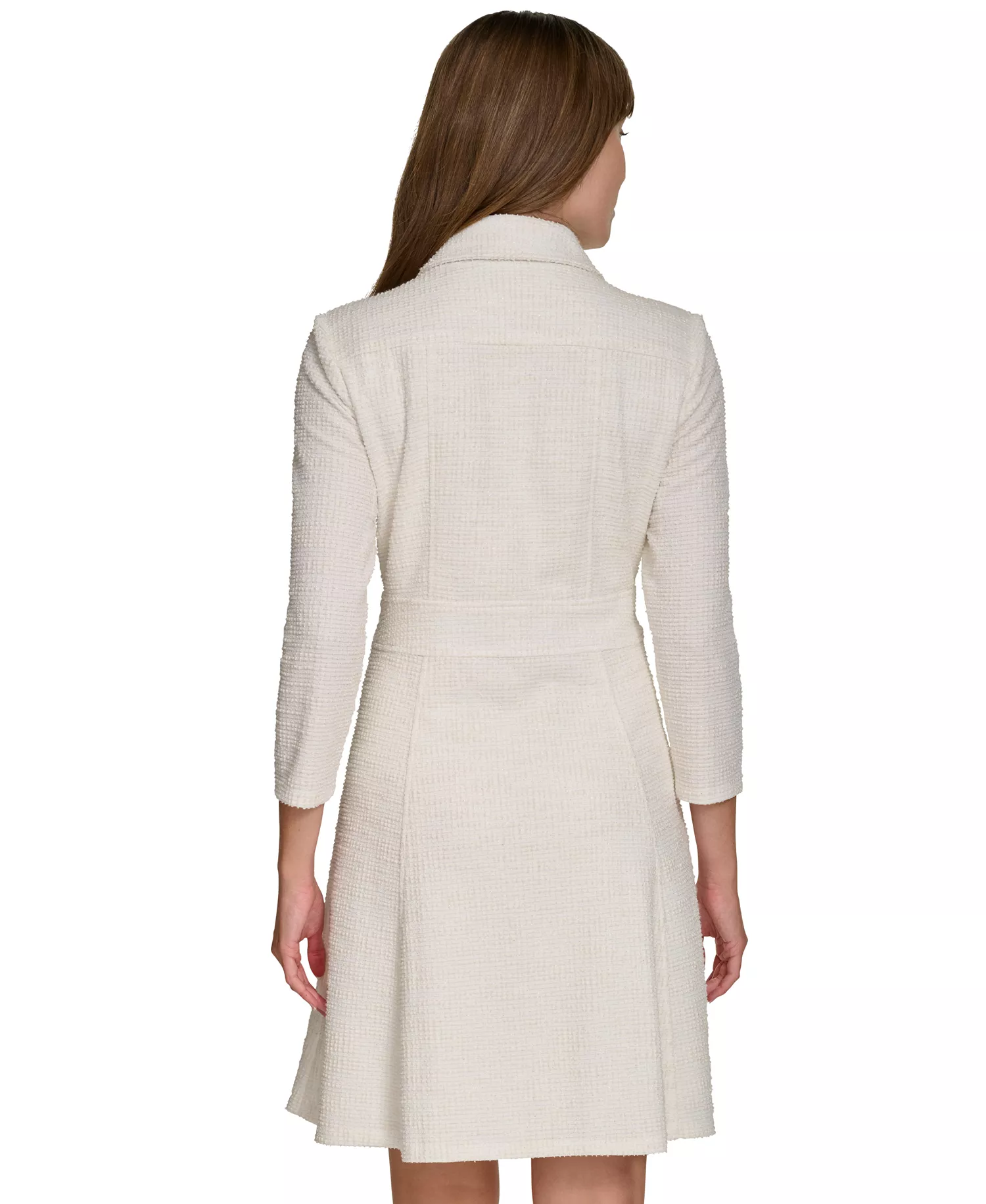 Women's Boucle Fit & Flare Dress - Cream - 10