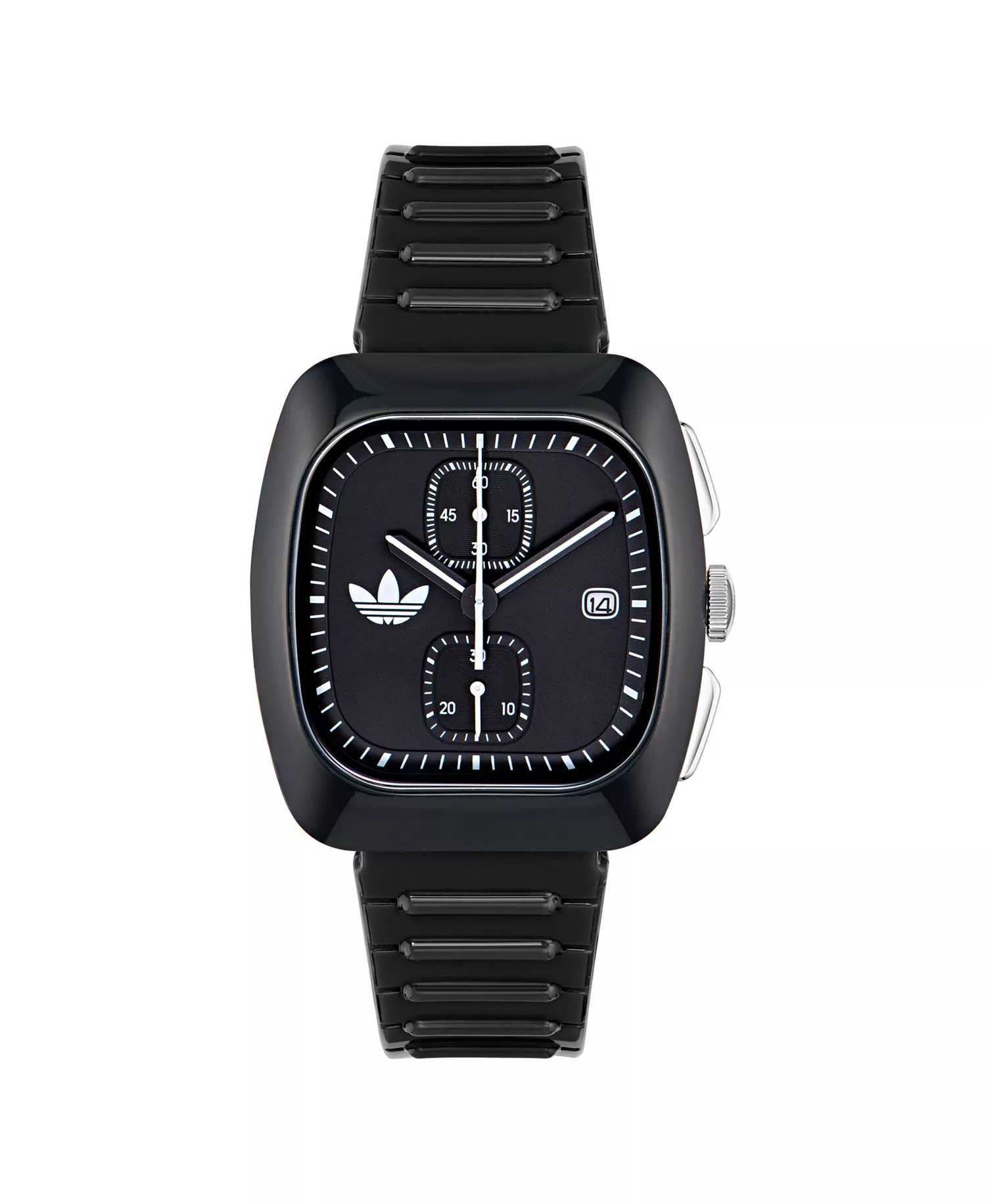 Unisex Chronograph Black Polyurethane Watch, 39mm - Black - No Size