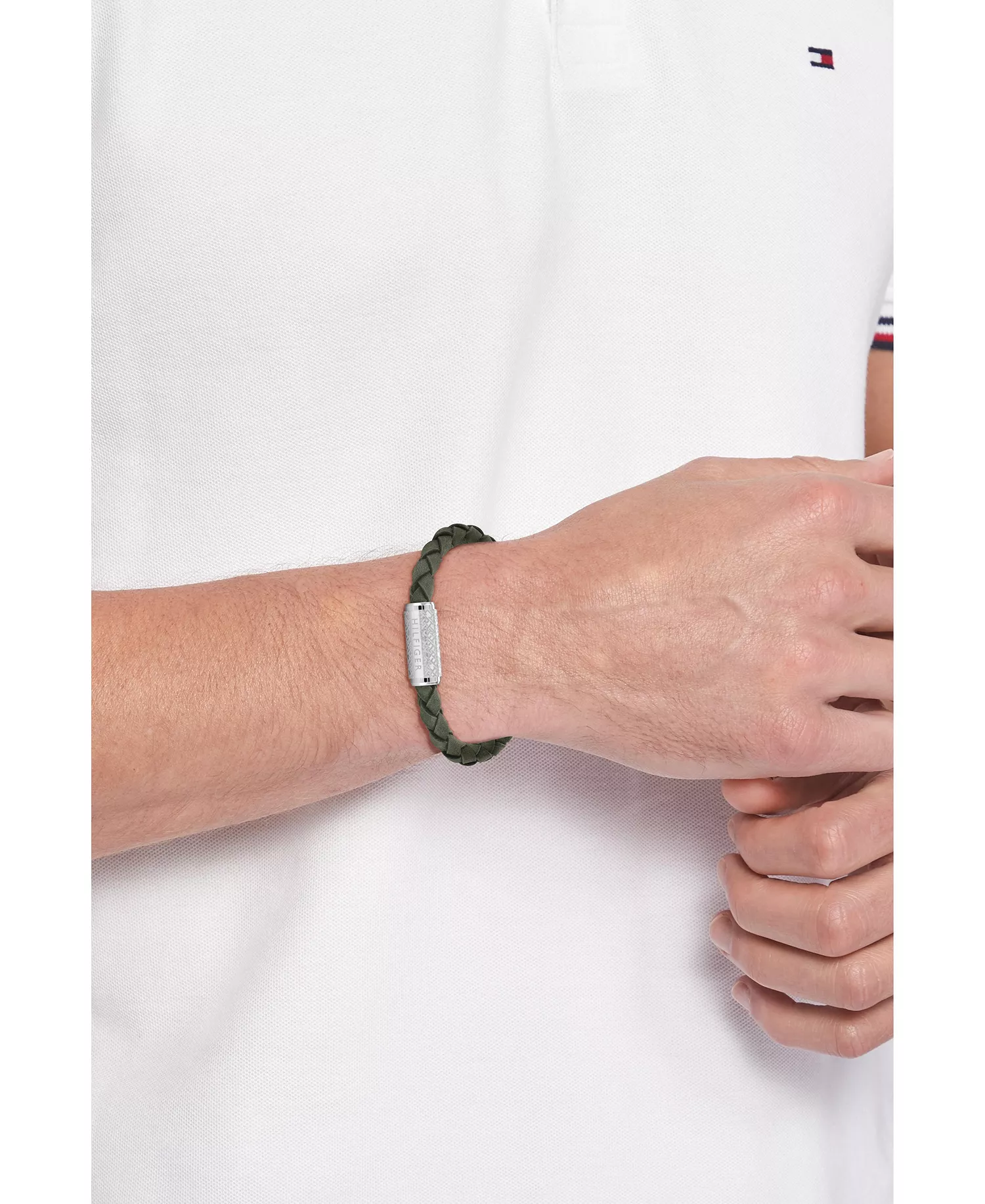 Men's Braided Green Suede Leather Bracelet - Green - One Size Fits All