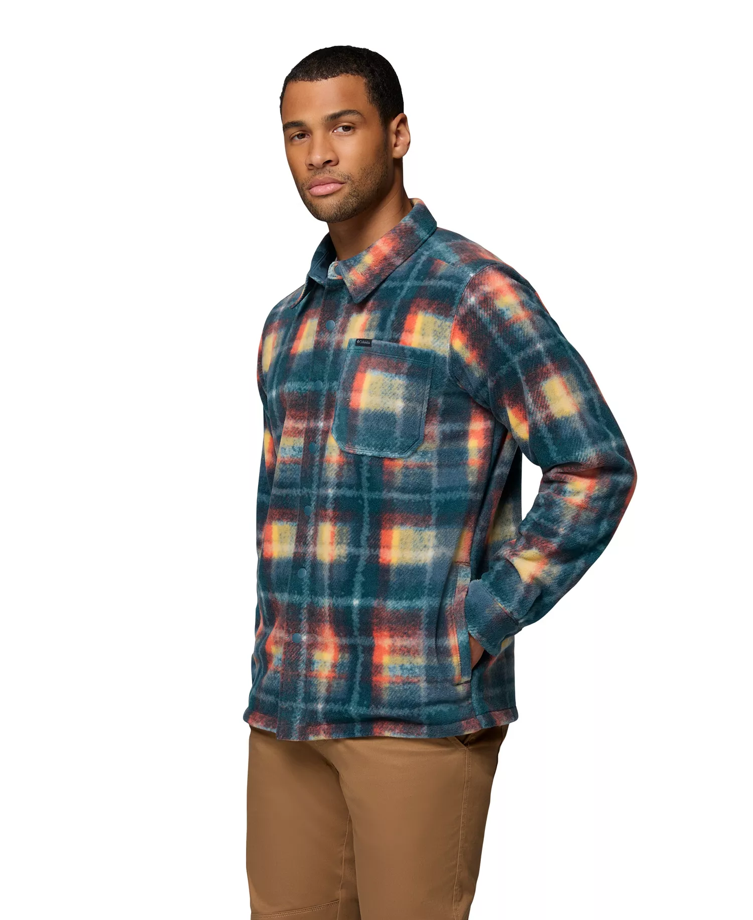 Men's Steens Mountain II Plaid Fleece Shirt Jacket - Everblue omblur - L