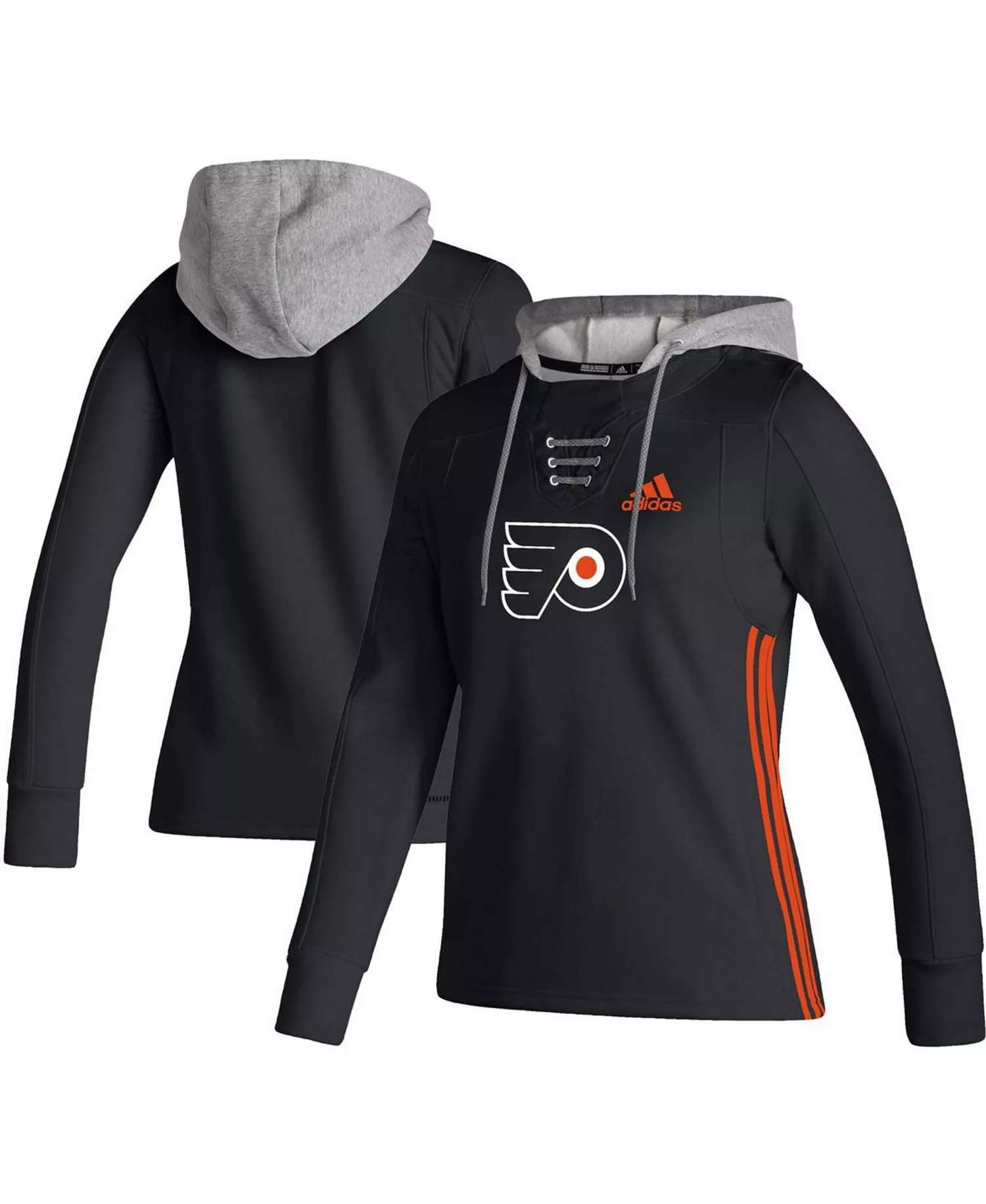Women's Black Philadelphia Flyers Skate Lace AEROREADY Pullover Hoodie - Black - M