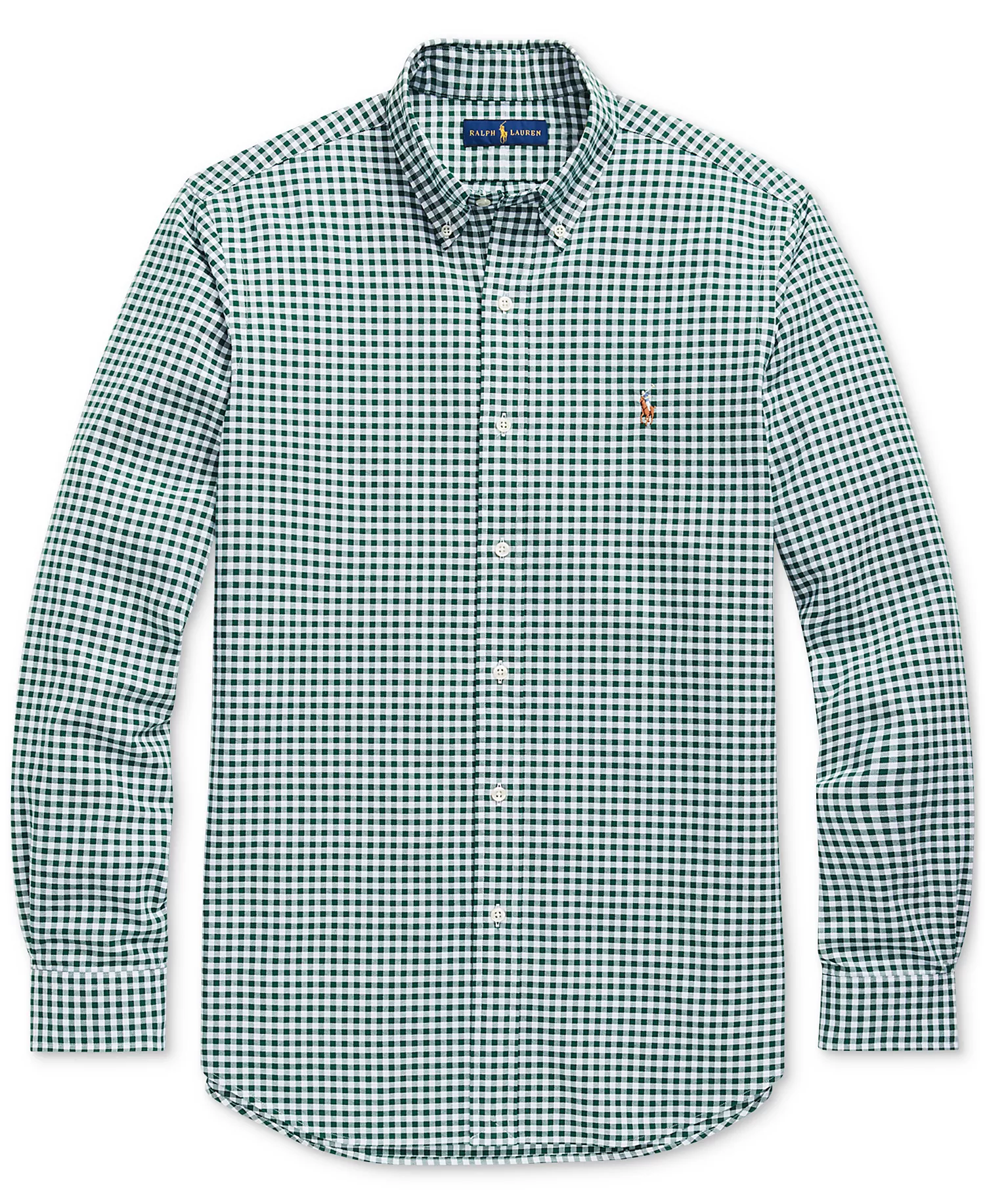 Men's Custom-Fit Gingham Oxford Shirt - Pine/white - S