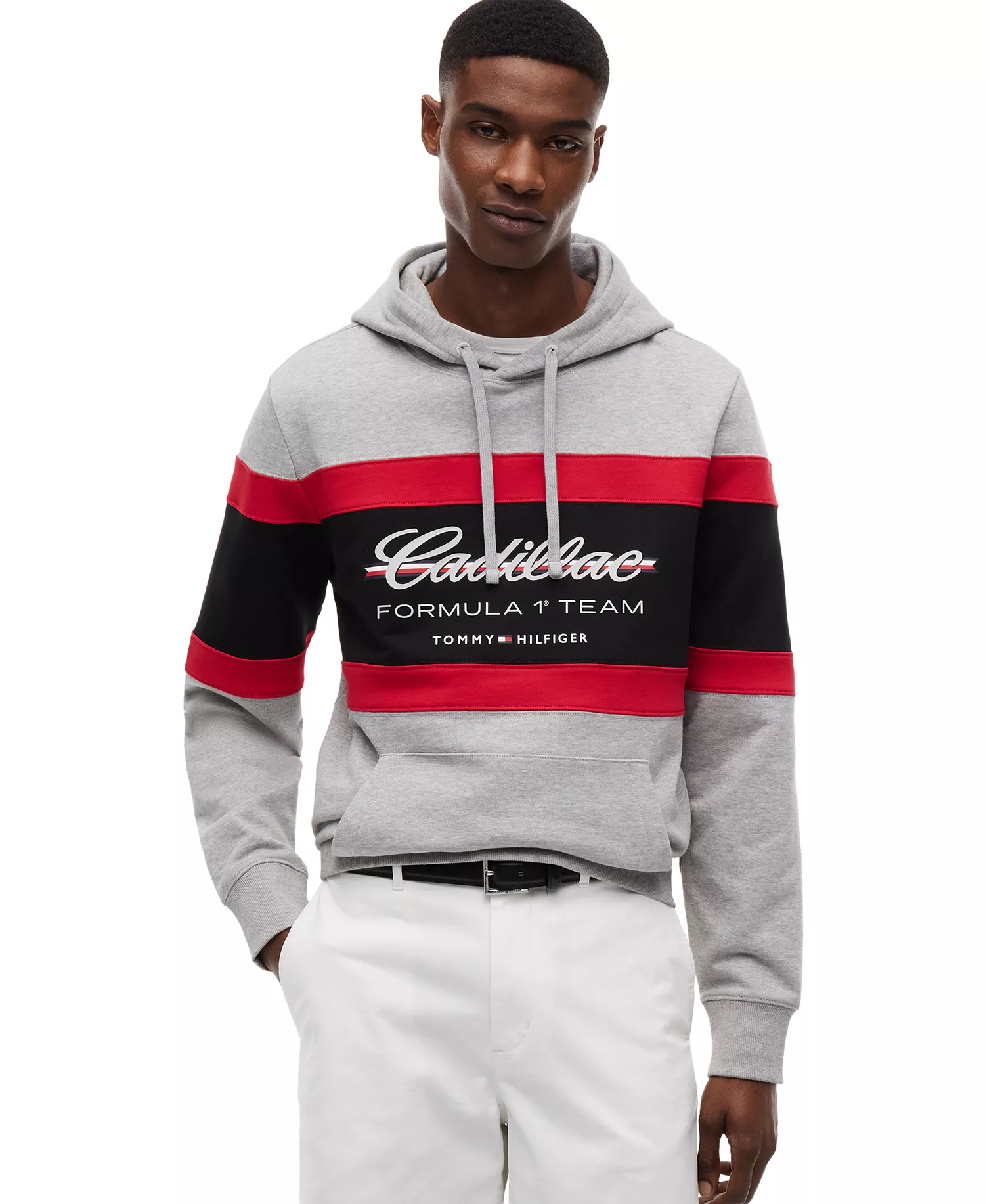 x Cadillac F1® Men's Panelled Script Hoodie - Light Gray Heather - L