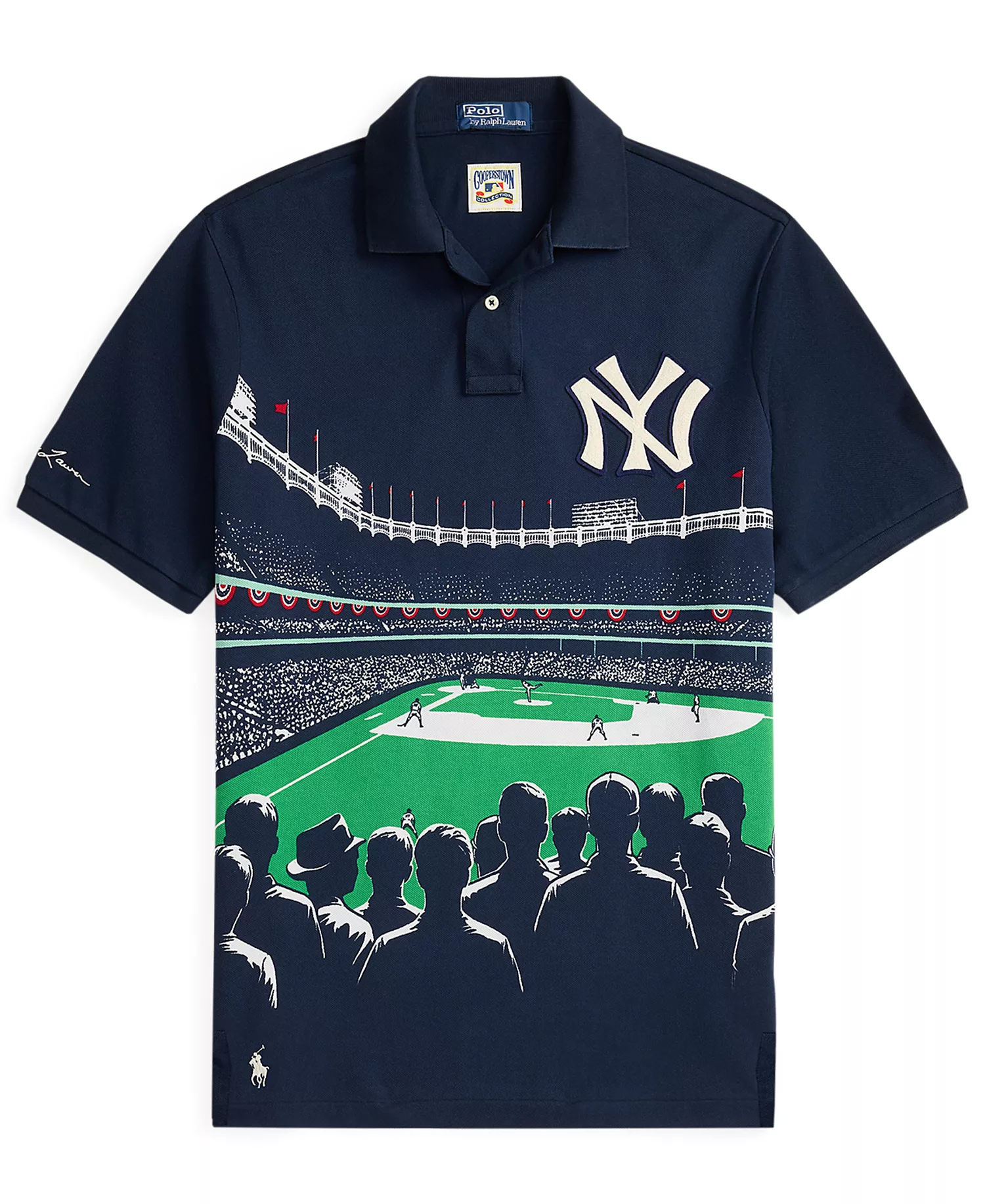 Men's Classic Fit Yankees Polo Shirt - Aviator Navy Poster Print Multi - L