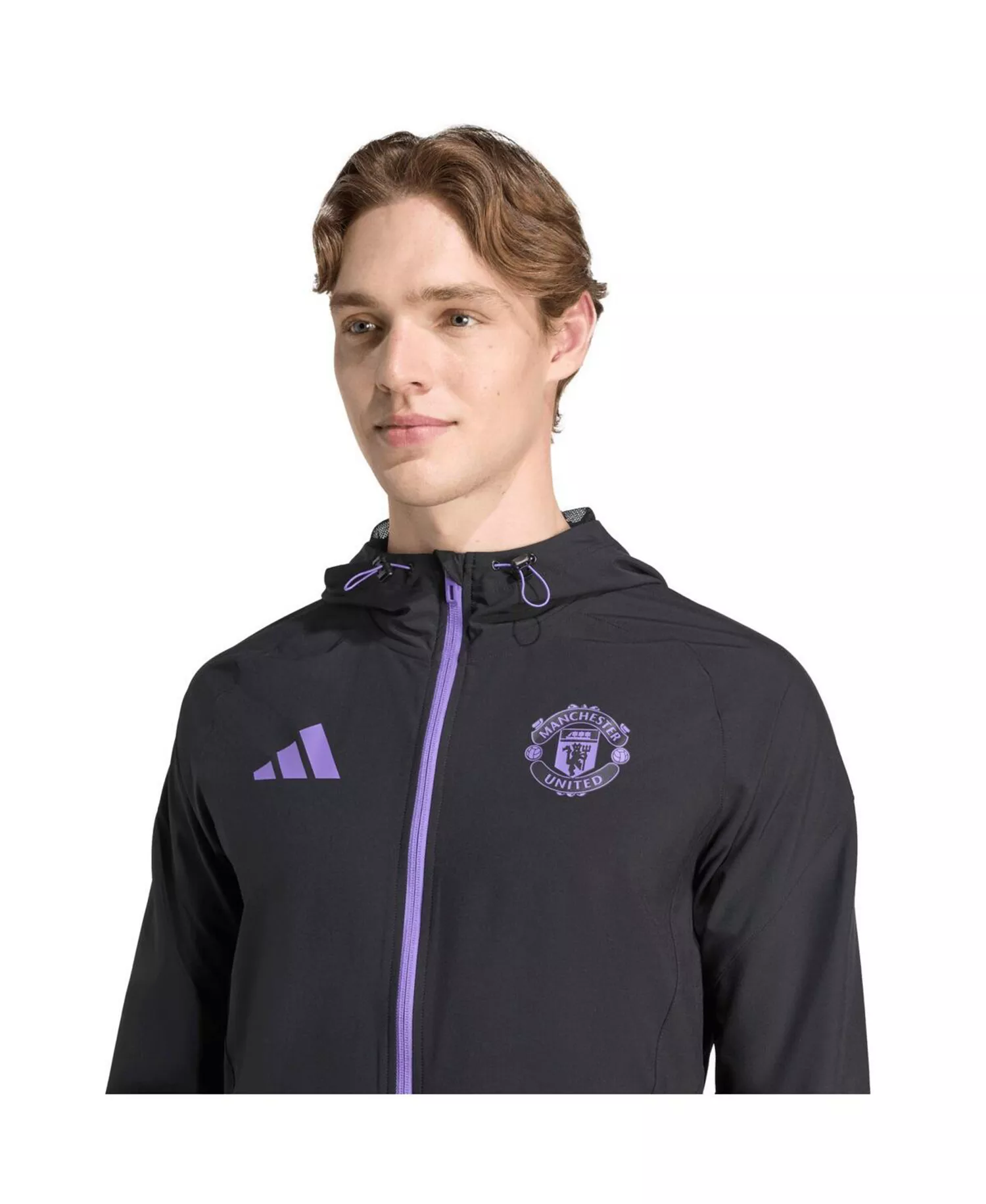Men's Black Manchester United 2025/26 Tiro Vis Tech Travel Jacket - Black - 2XL