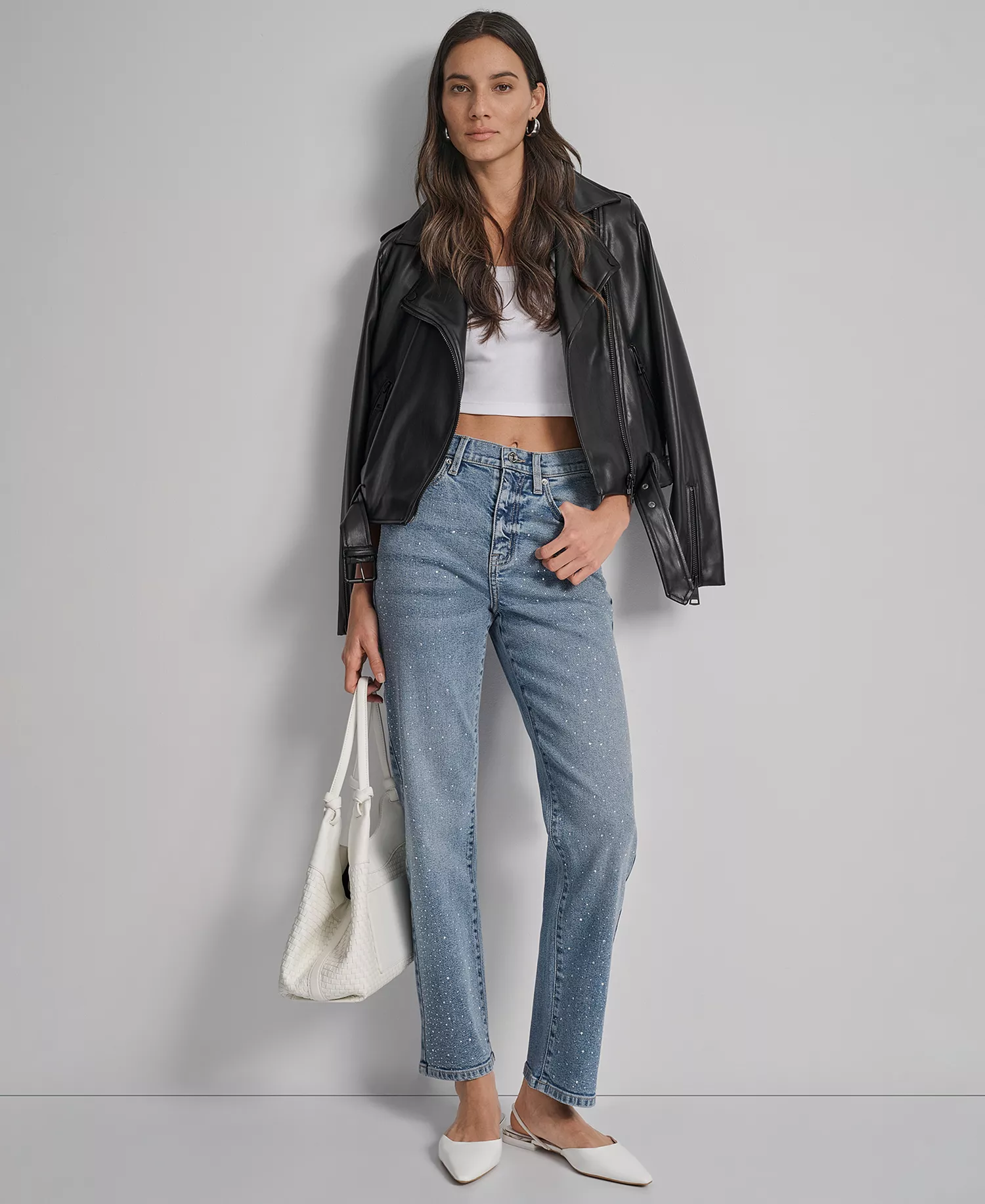 Women's High Rise Straight Fit Embellished Jeans - Jasper - 24