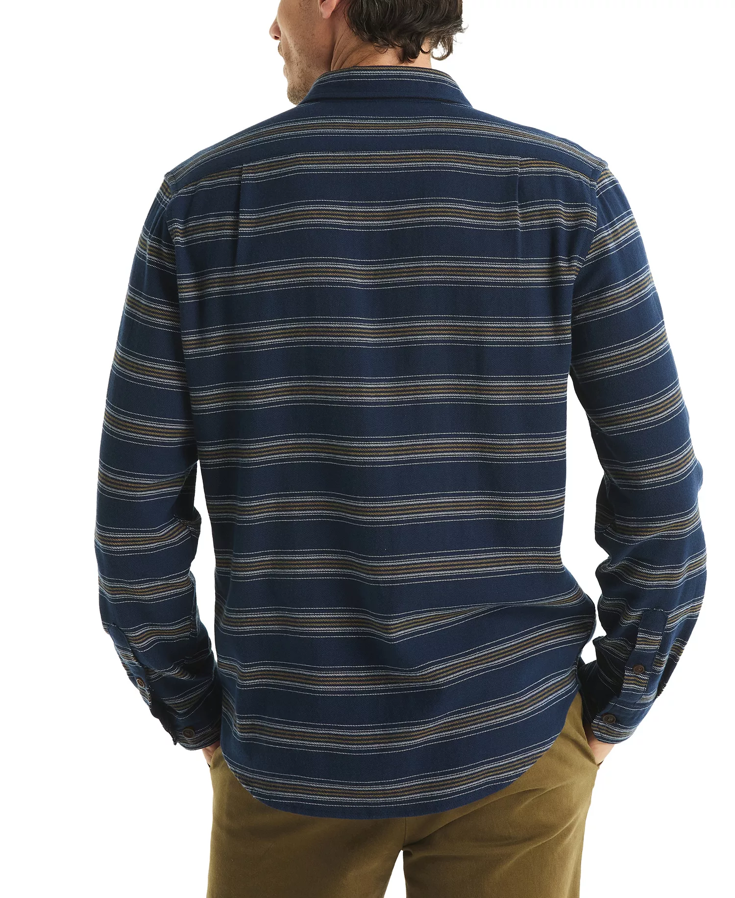 Men's Plaid Straight Collar Shirt - Navy Seas - 2XL