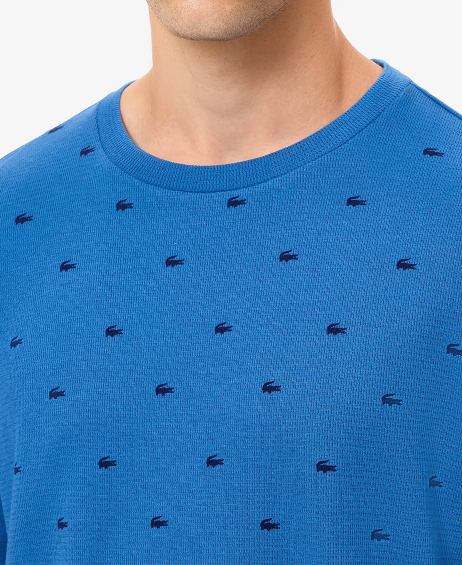 Men's All Over Crocodile Waffle-Knit Thermal Shirt - Ladybird - 2XL