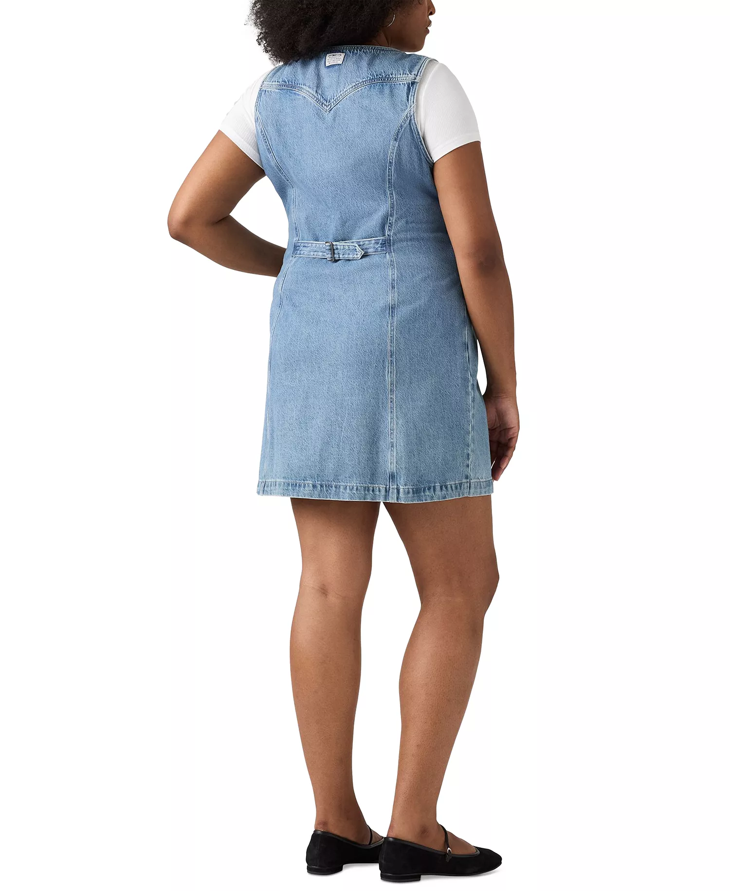 Plus Size Vianna Cotton V-Neck Vest Dress - Med Blue - 1X