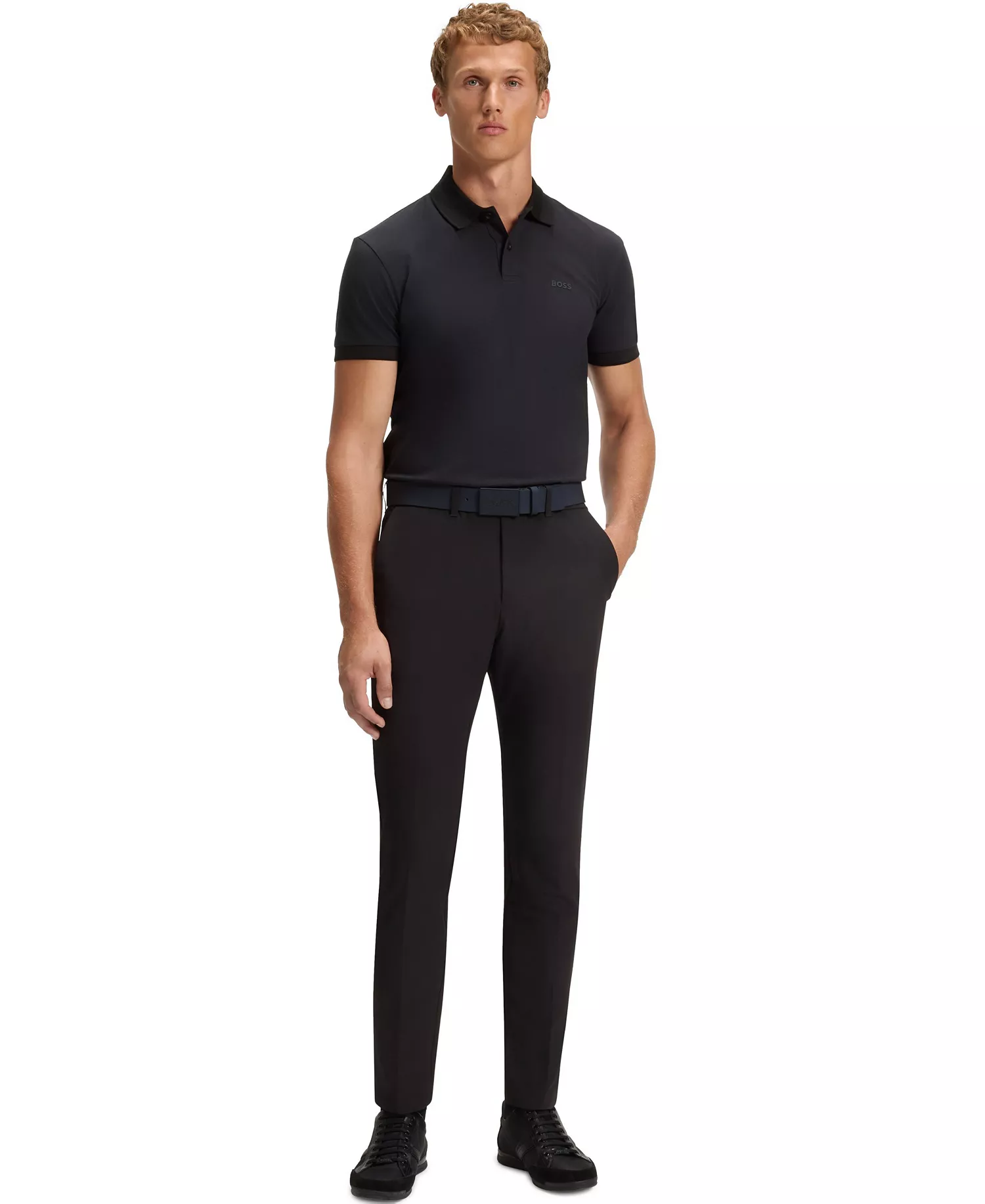 Men's Cotton-Pique Polo Shirt - Dark Blue - 3XL