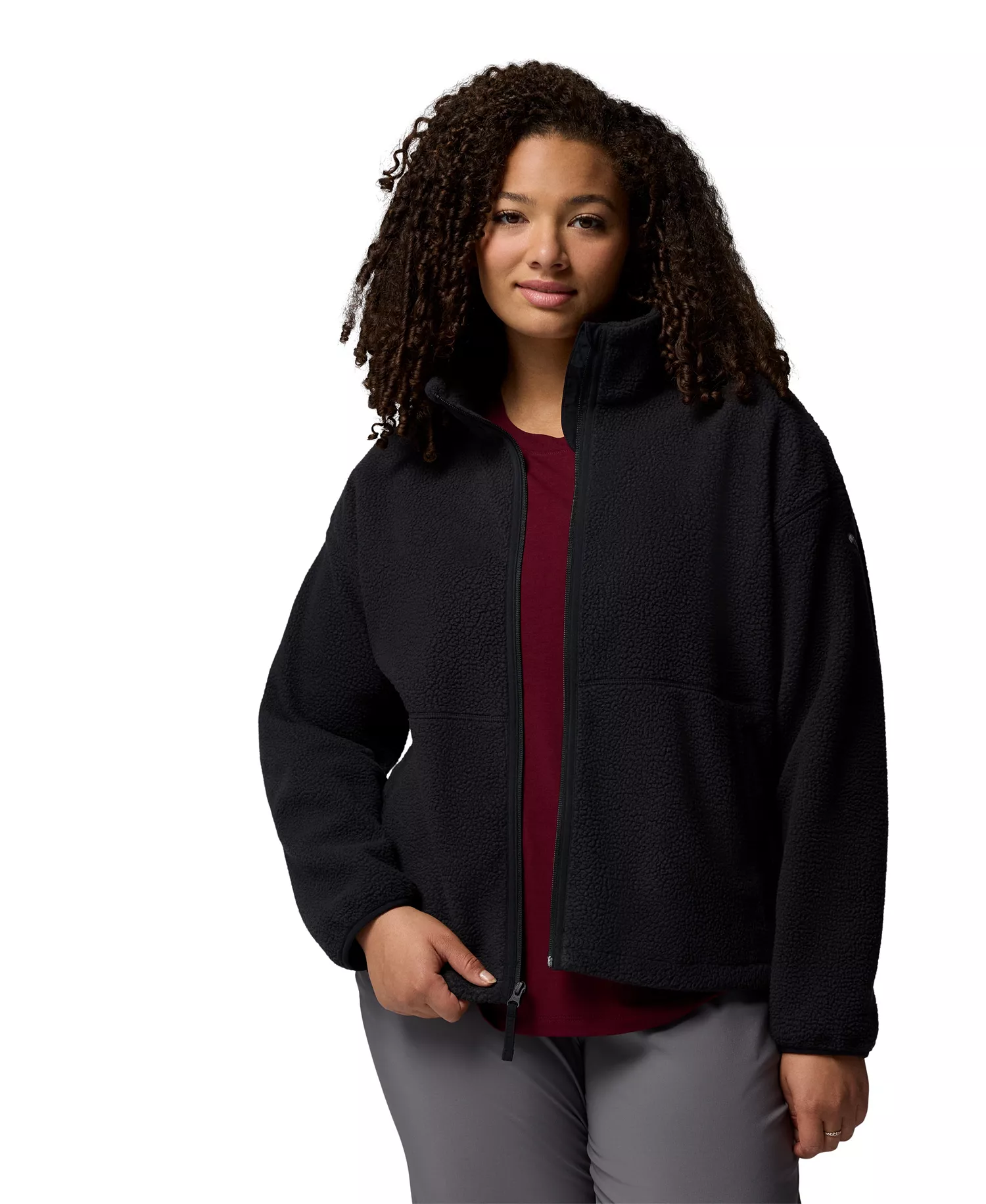 Plus Kenton Full-Zip Fleece Jacket - Black - 1X